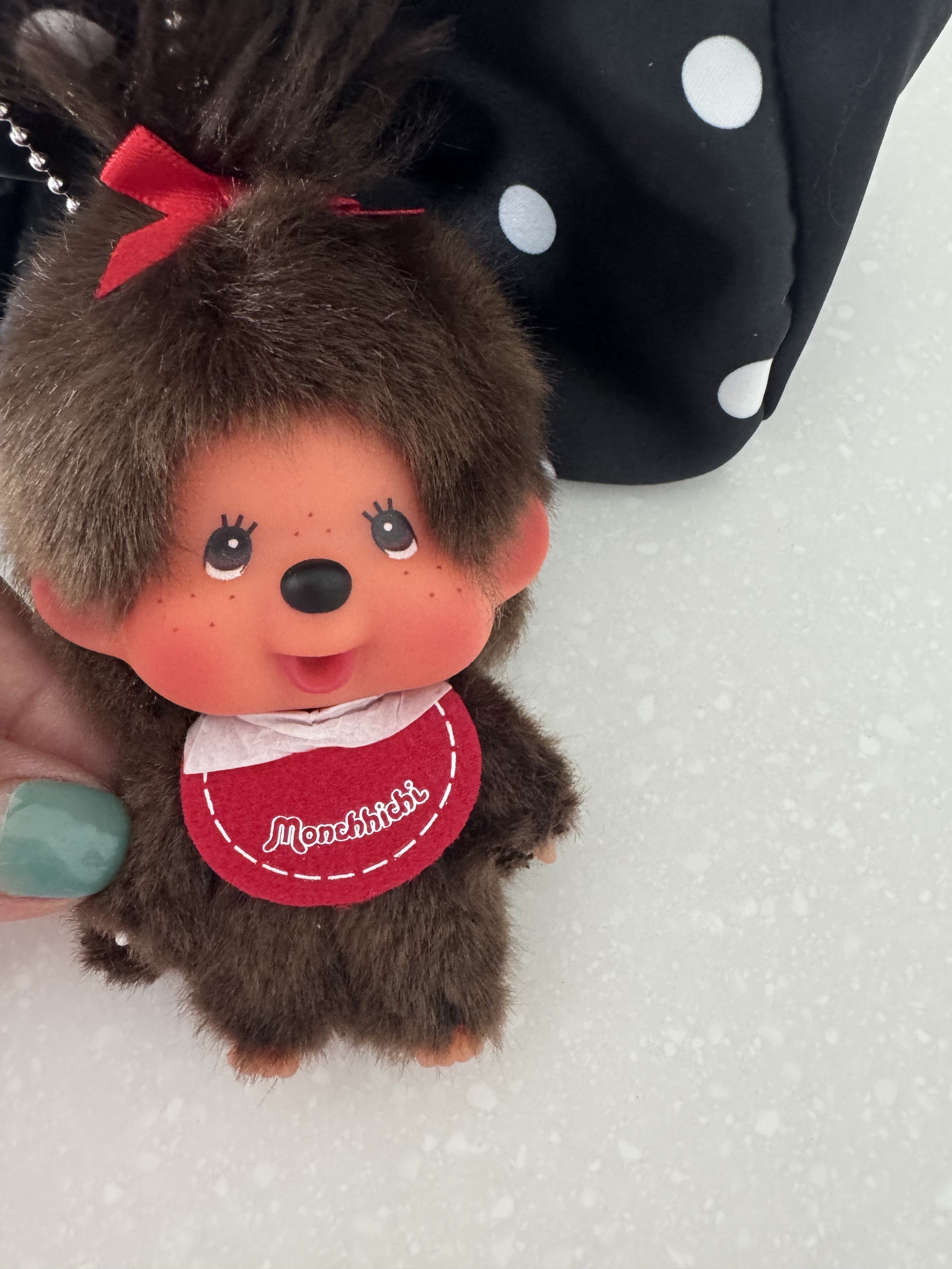 Monchhichi Bighead SS Girl Key Chain Brown 착용 스타일