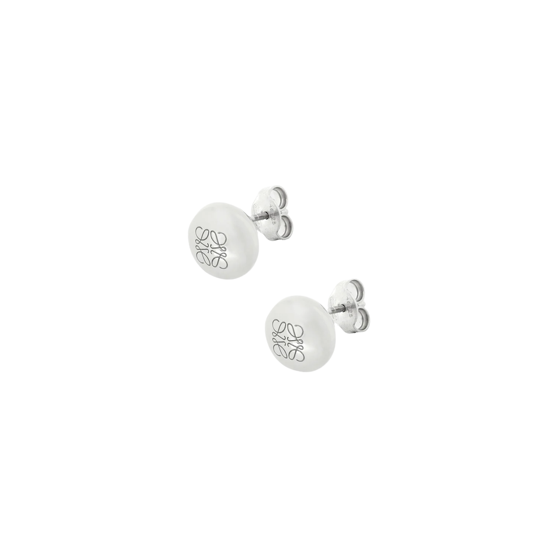 (W) 로에베 아나그램 페블 스터드 이어링 스털링 실버((W) Loewe Anagram Pebble Stud Earrings Sterling Silver)