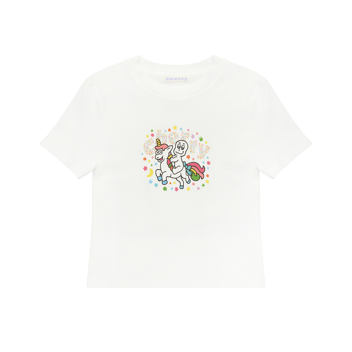 체리드라이버 체리 스타라이트 크롭 티셔츠 (화이트 ver.)(CHERRY DRIVER Cherry Starlight Crop Tee (White ver.))