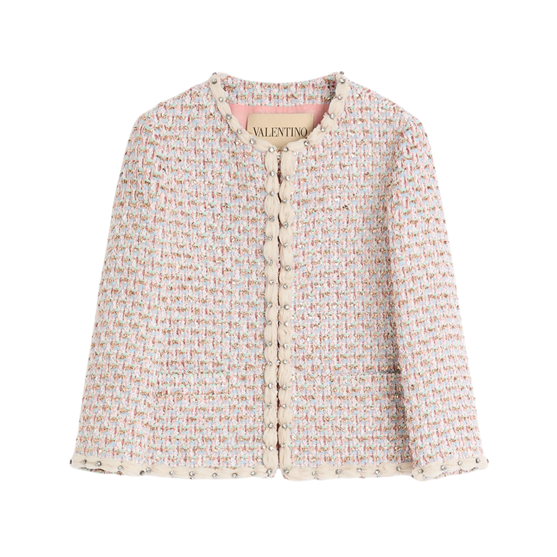 CE3YI9E5M12 (W) Valentino Embroidered Ribbon Tweed Jacket Multicolor