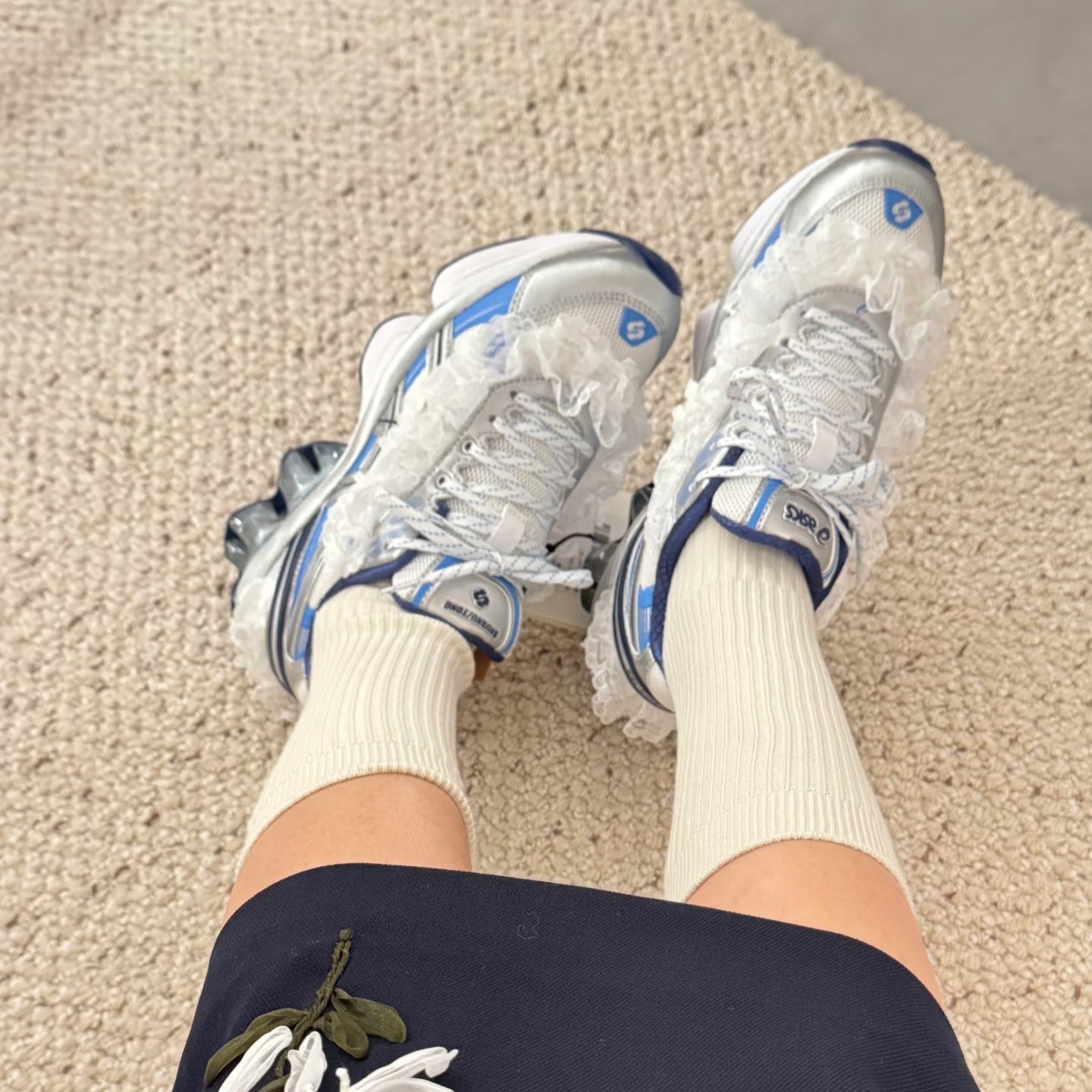Asics x Shushu Tong Gel-Kinetic Fluent White Dive Blue 착용 스타일