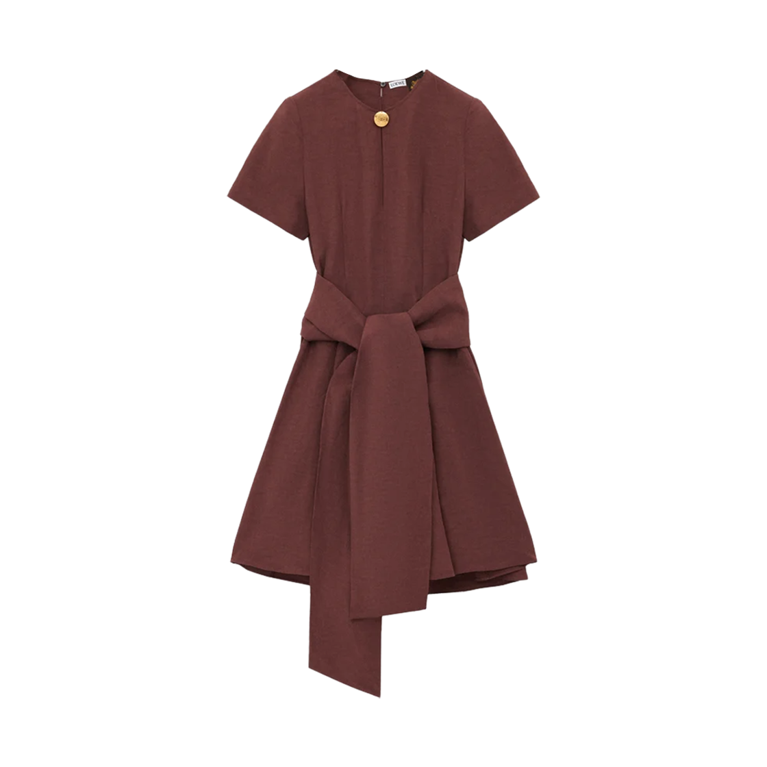S616Y09XB7-5539 (W) Loewe Viscose Linen Pebble Dress Coffee