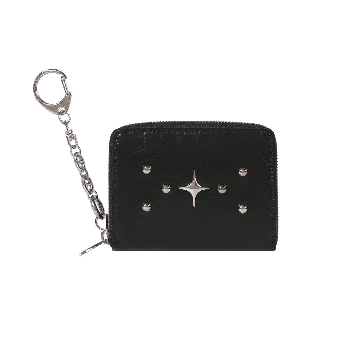 포어필 스터드 지퍼 카드 월렛 블랙(For Appeal Stud Zipper Card Wallet Black)