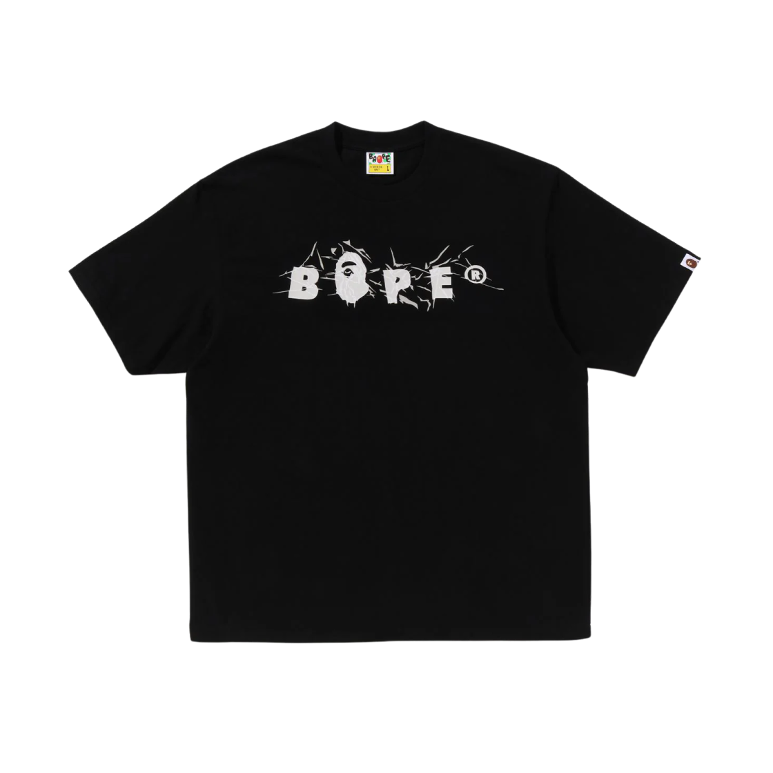 1L80-110-324 BAPE Wrinkle BAPE Logo Relaxed Fit T-Shirt Black