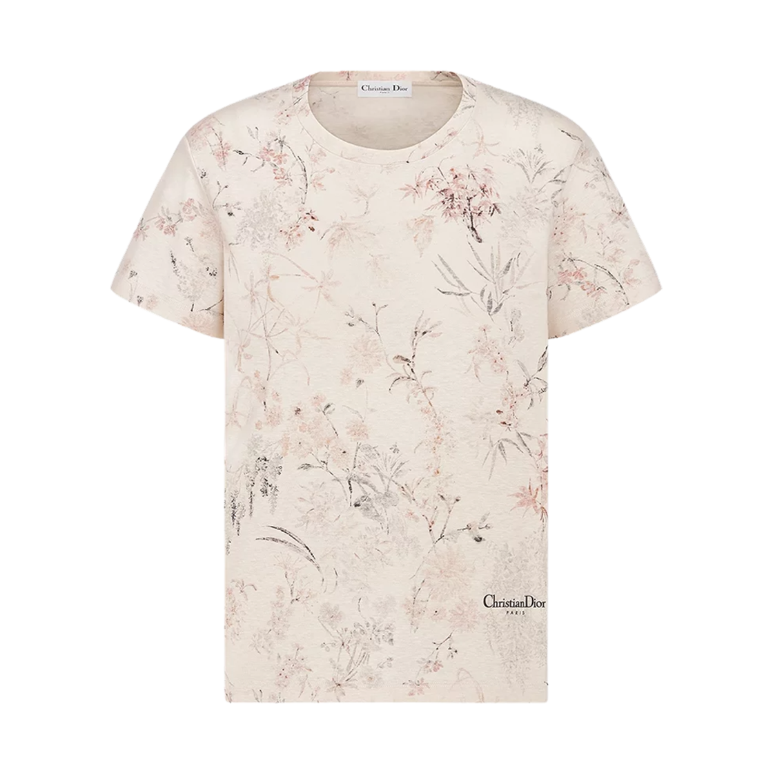 543T09A4241-0823 Dior Cotton Linen Embroidered T-Shirt Multicolor White