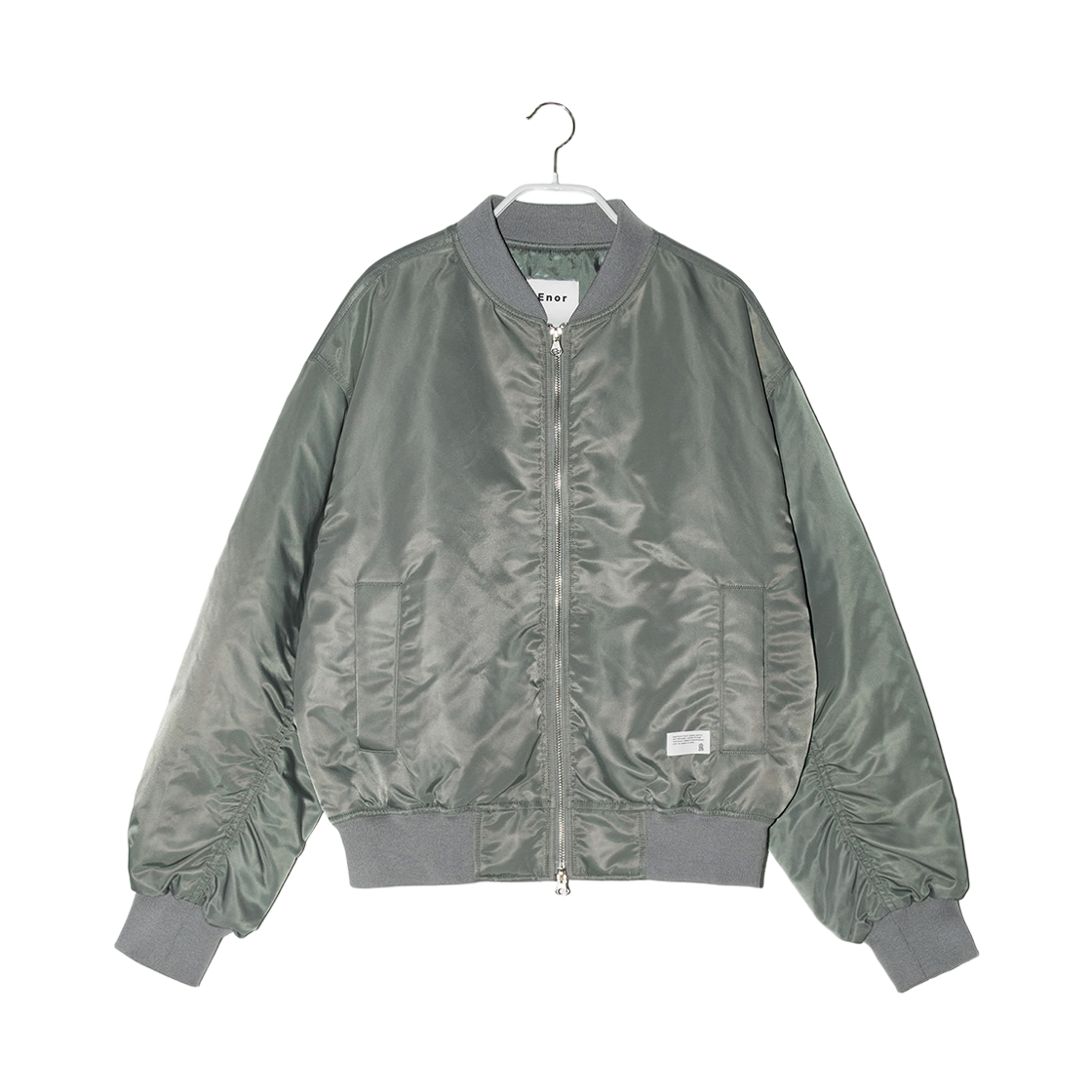 엔오르 우먼 셔링 봄버 점퍼  카키(Enor Women Shirring Bomber Jumper  Khaki)