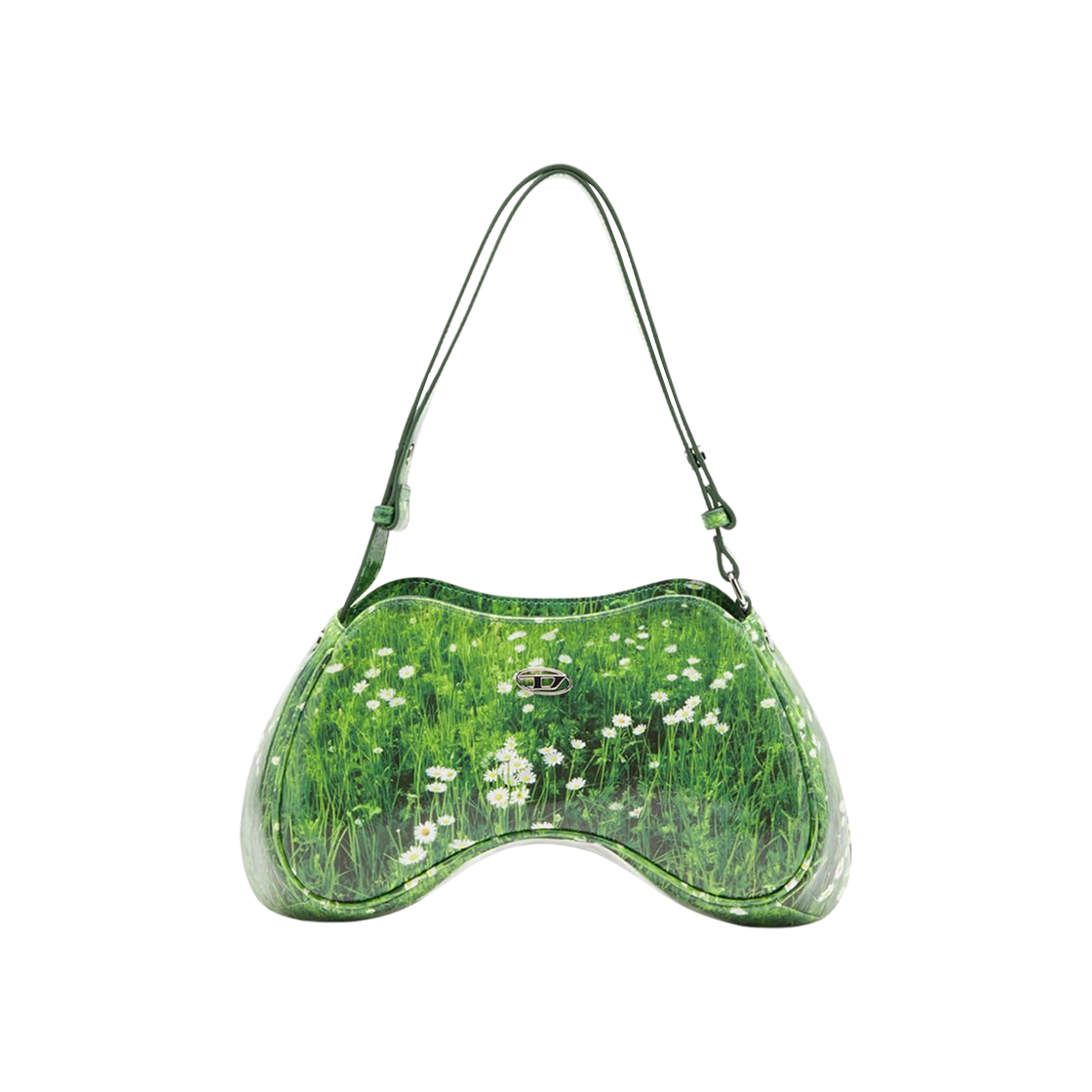 X10201P6019-HA768 Diesel Play-Glossy Shoulder Bag with Print Green