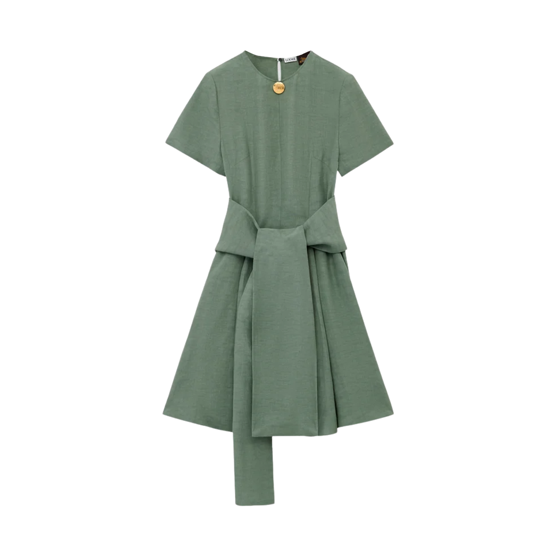 S616Y09XB7-8727 (W) Loewe Viscose Linen Pebble Dress Sage
