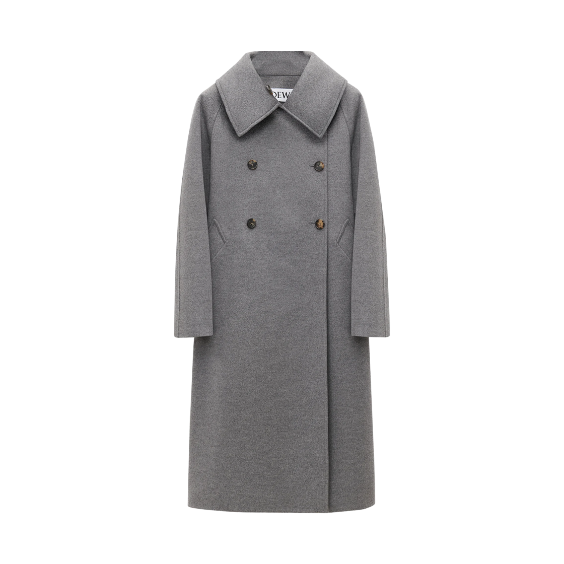 S540Y01XA7-8589 (W) Loewe Cashmere Wool Double Breasted Coat Grey