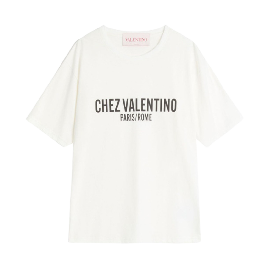 (W) 발렌티노 쉐 발렌티노 프린트 코튼 저지 티셔츠 아이보리((W) Valentino Chez Valentino Print Cotton Jersey T-Shirt Ivory)