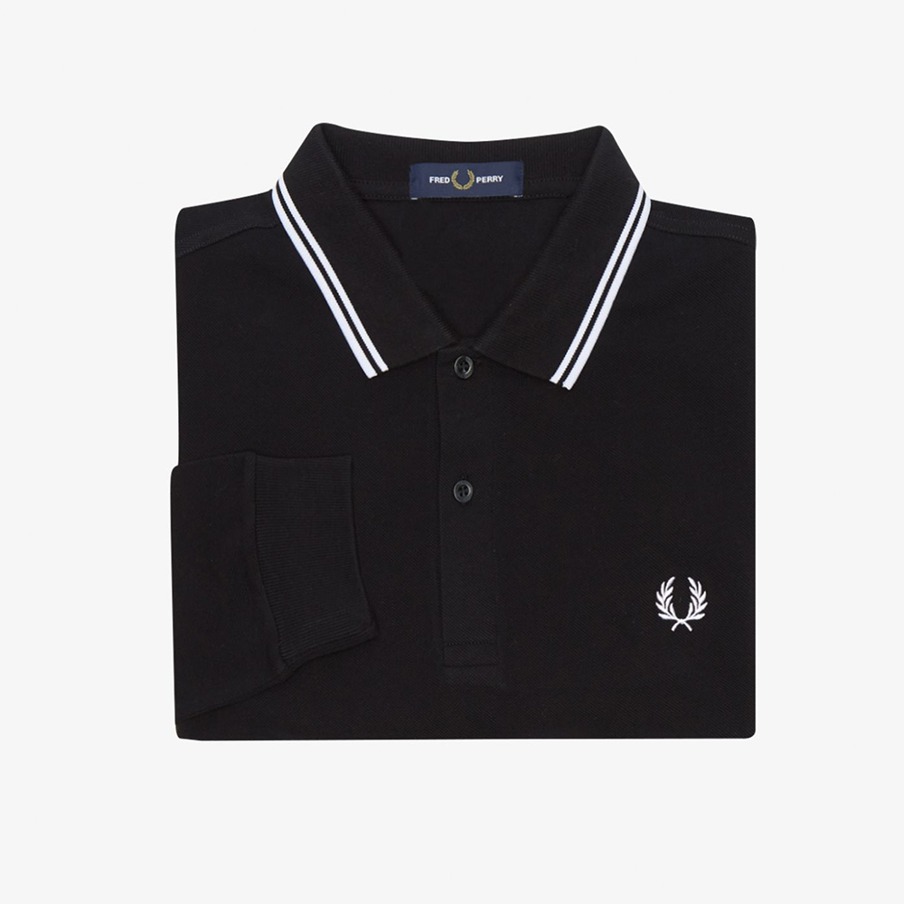 프레드페리 M3636 롱 슬리브 트윈 팁 프레드페리 셔츠 블랙/화이트(Fred Perry M3636 Long Sleeve Twin Tipped Fred Perry Shirt Black White) - 5