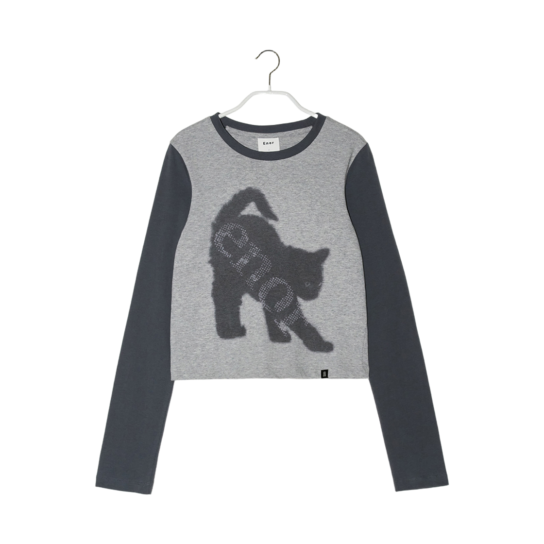 엔오르 우먼 엔오르 캣 크롭 티셔츠  그레이(Enor Women Enor Cat Crop T-Shirt  GREY)