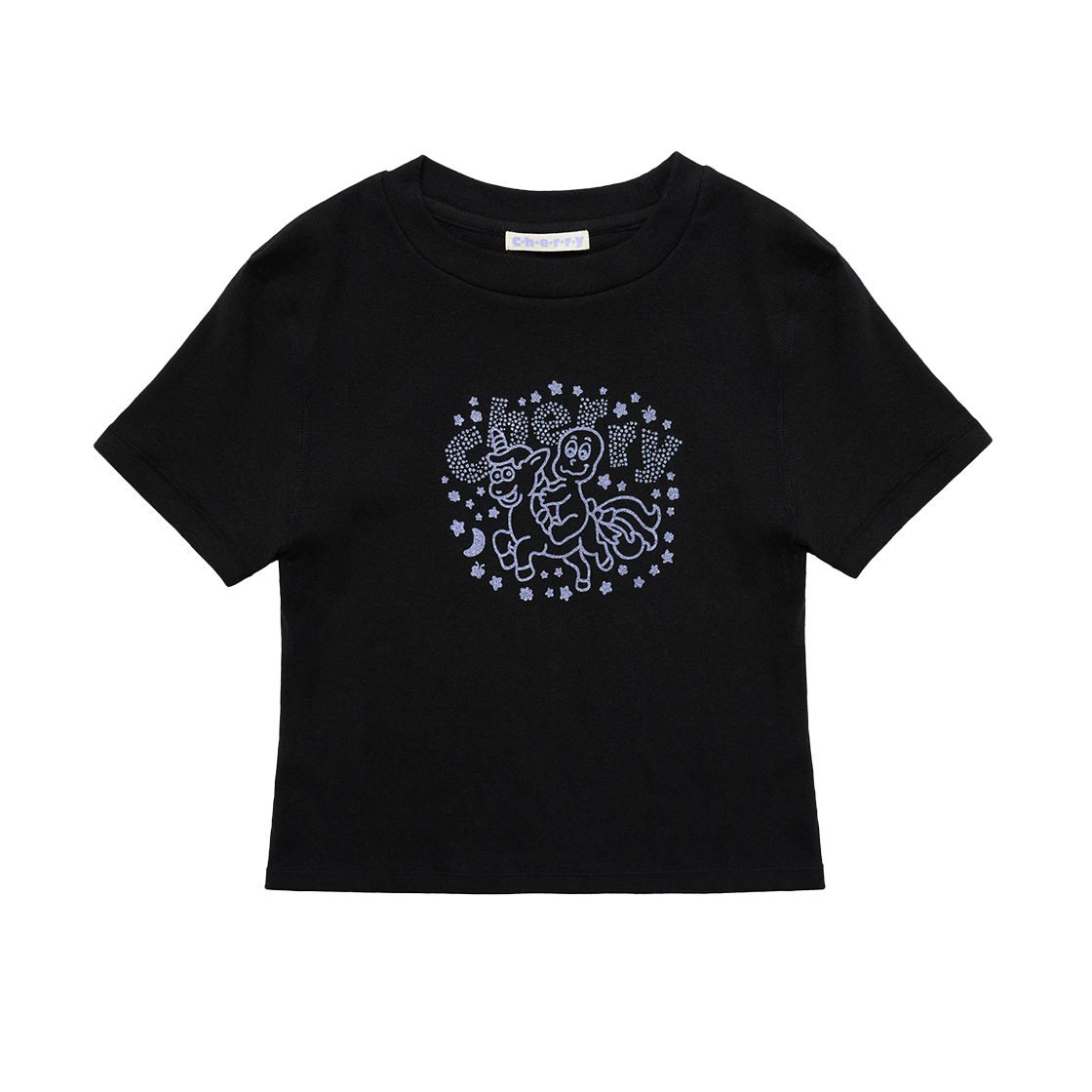 체리드라이버 체리 스타라이트 크롭 티셔츠 (블랙 ver.)(CHERRY DRIVER Cherry Starlight Crop Tee (Black ver.))