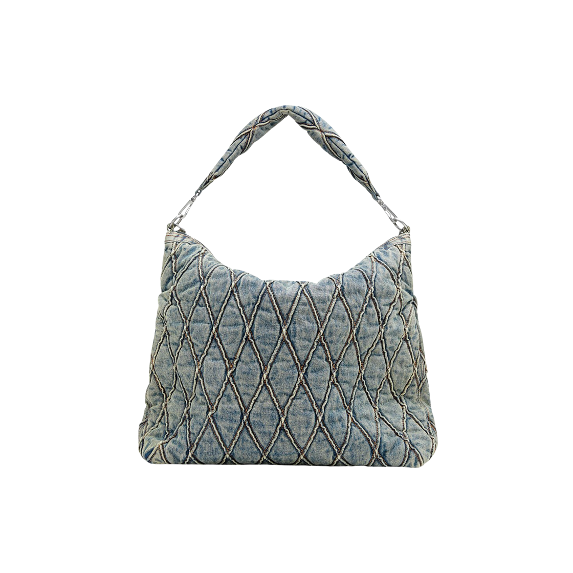 디젤 참-D-라지 아가일 퀼티드 데님 호보 블루(Diesel Charm-D-Large Hobo in Argyle Quilted Denim Blue) - 2