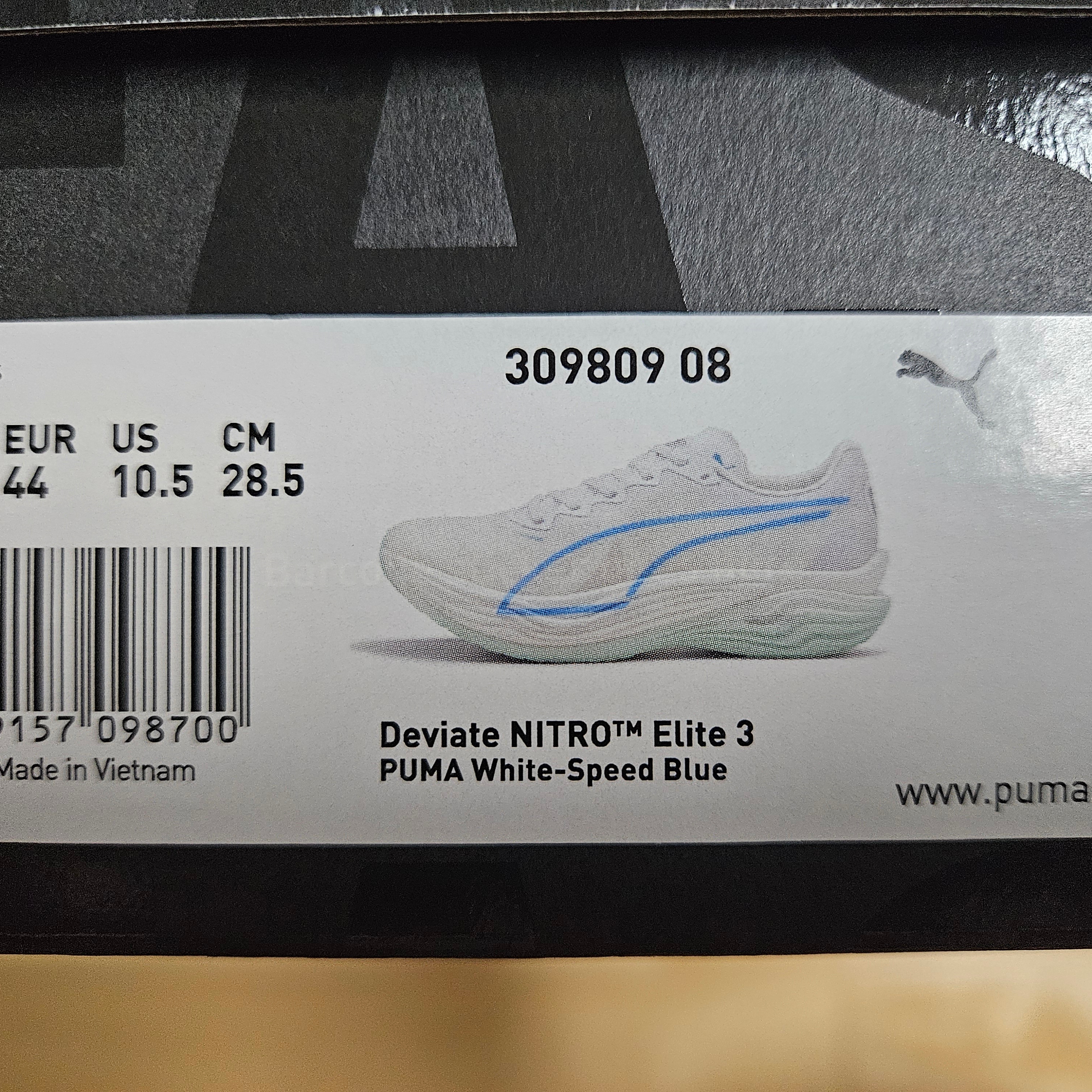 Puma Deviate Nitro Elite 3 White Speed Blue 착용 스타일 - 1