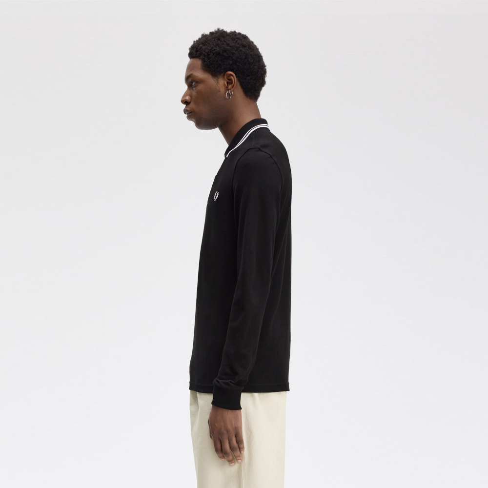프레드페리 M3636 롱 슬리브 트윈 팁 프레드페리 셔츠 블랙/화이트(Fred Perry M3636 Long Sleeve Twin Tipped Fred Perry Shirt Black White) - 3