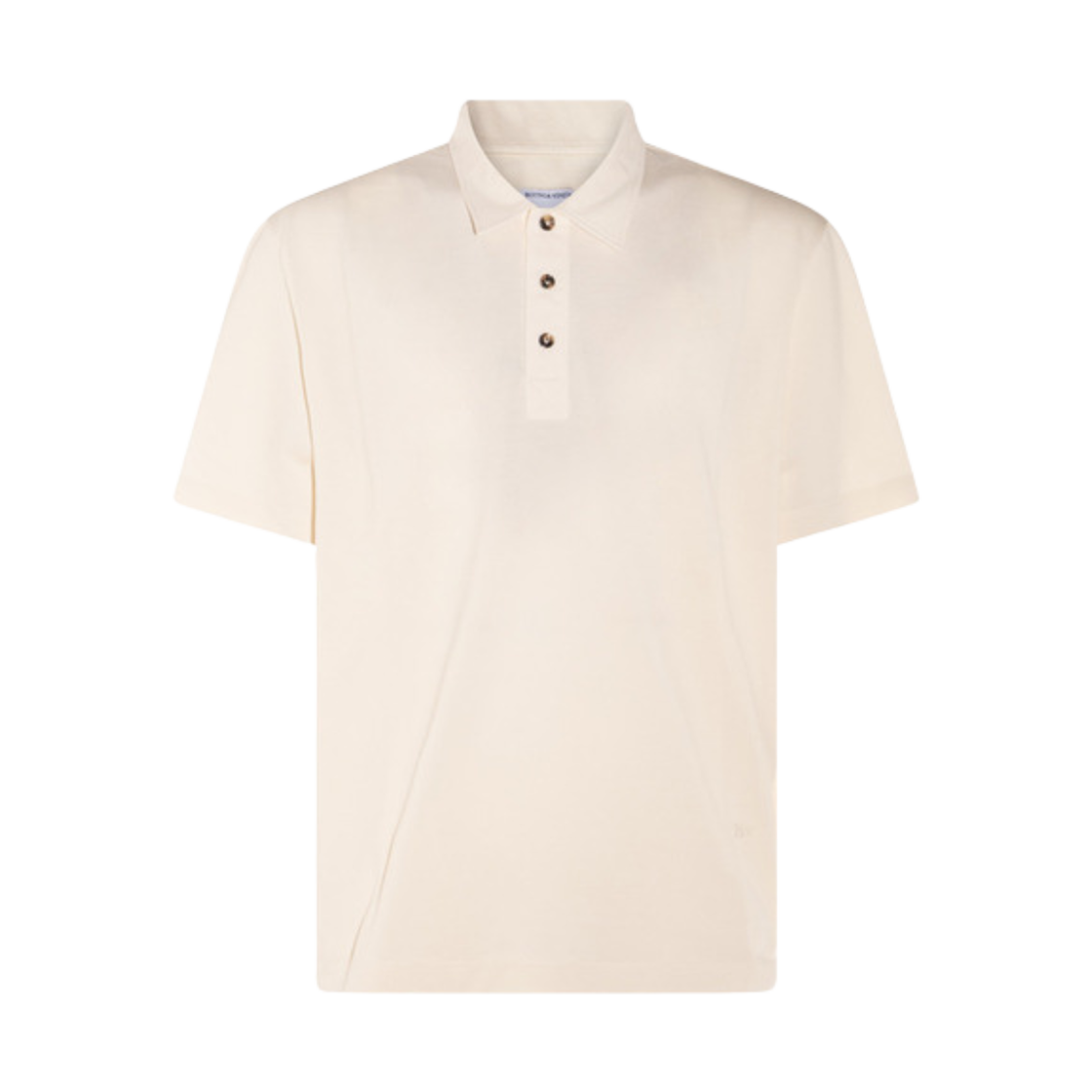 830926V5DJ09247 Bottega Veneta Fine Cotton Jersey Polo Shirt Pale Meringue