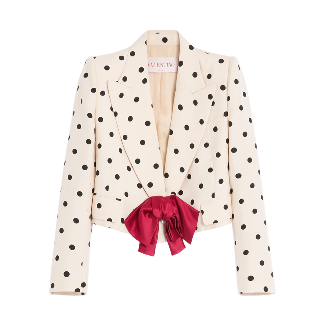 (W) 발렌티노 플루스 드 푸아 프린트 샨퉁 자켓 버치 블랙((W) Valentino Shantung Jacket with Plusdepois Print Birch Black)