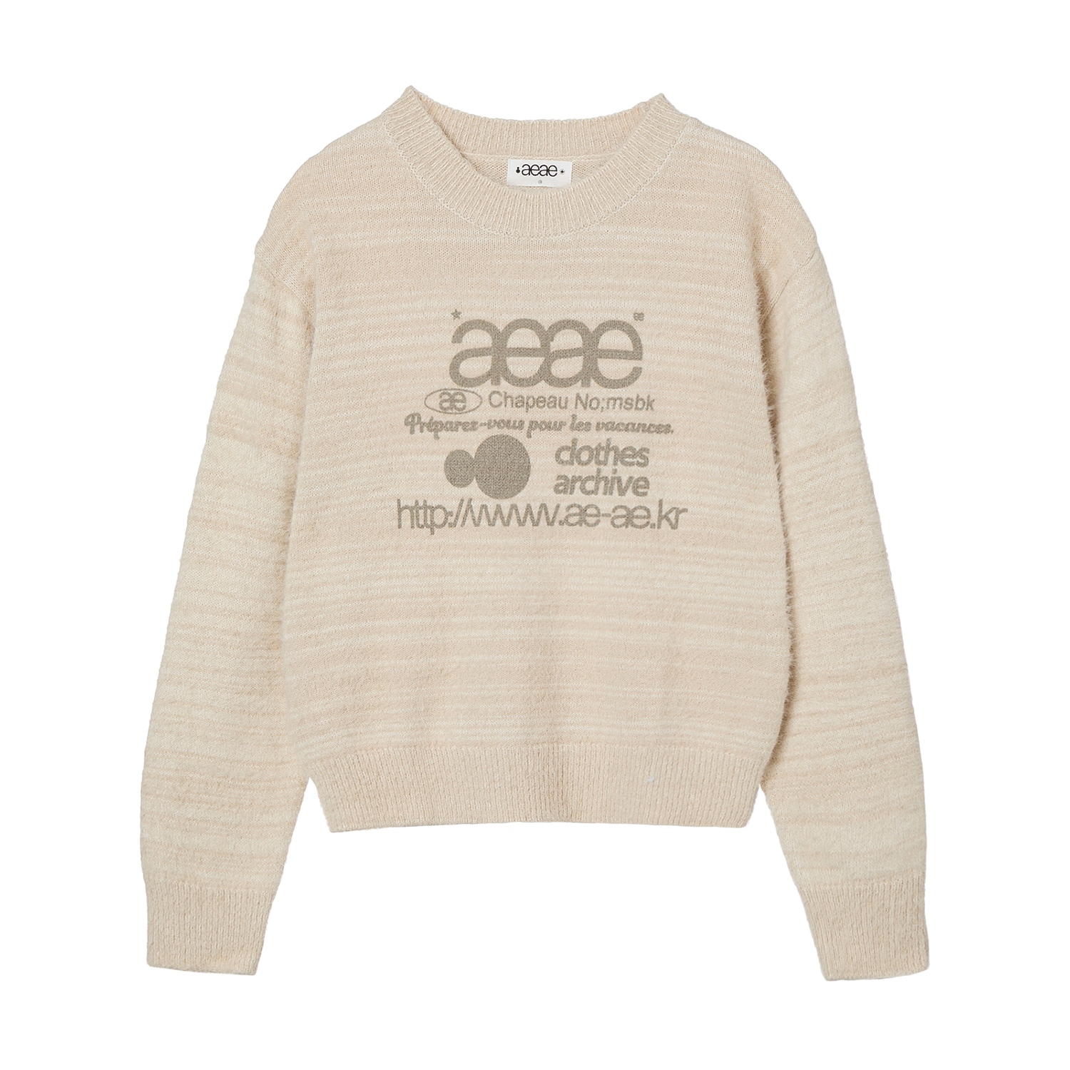 에이이에이이 웹 로고 크롭 헤어리 니트 아이보리(AEAE Web Logo Crop Hairy Knit Ivory) - 1