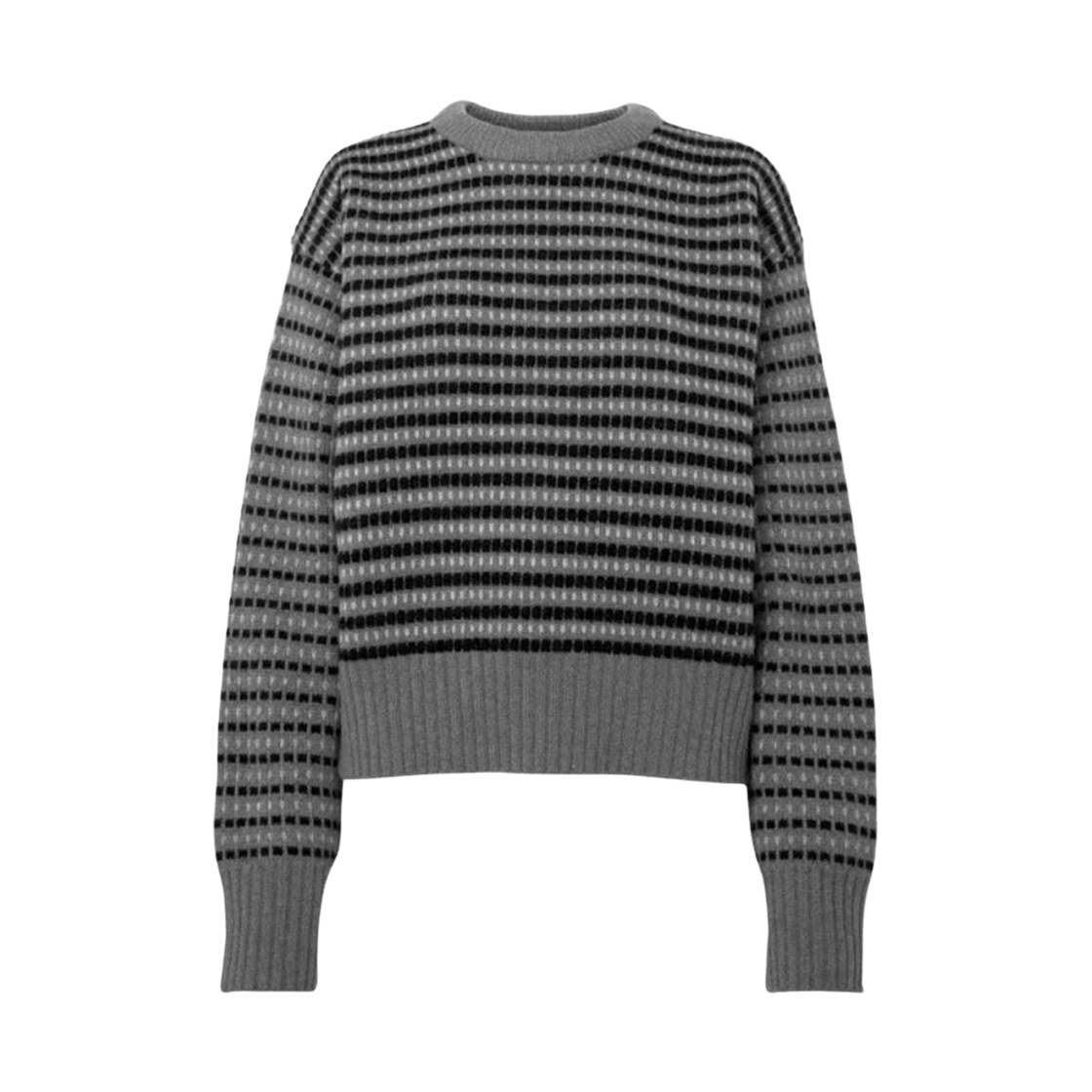 (W) JW 앤더슨 스트라이프 자카드 울 스웨터 그레이 블루((W) JW Anderson Striped Jacquard Wool Sweater Grey Blue)
