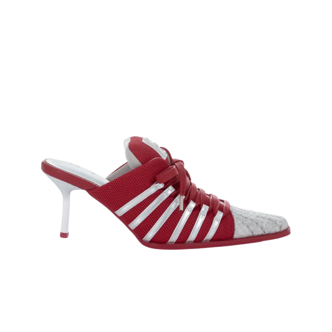 (W) 옐로 M78 스니커 뮬 레드 실버((W) Yello M78 Sneaker Mules Red Silver)