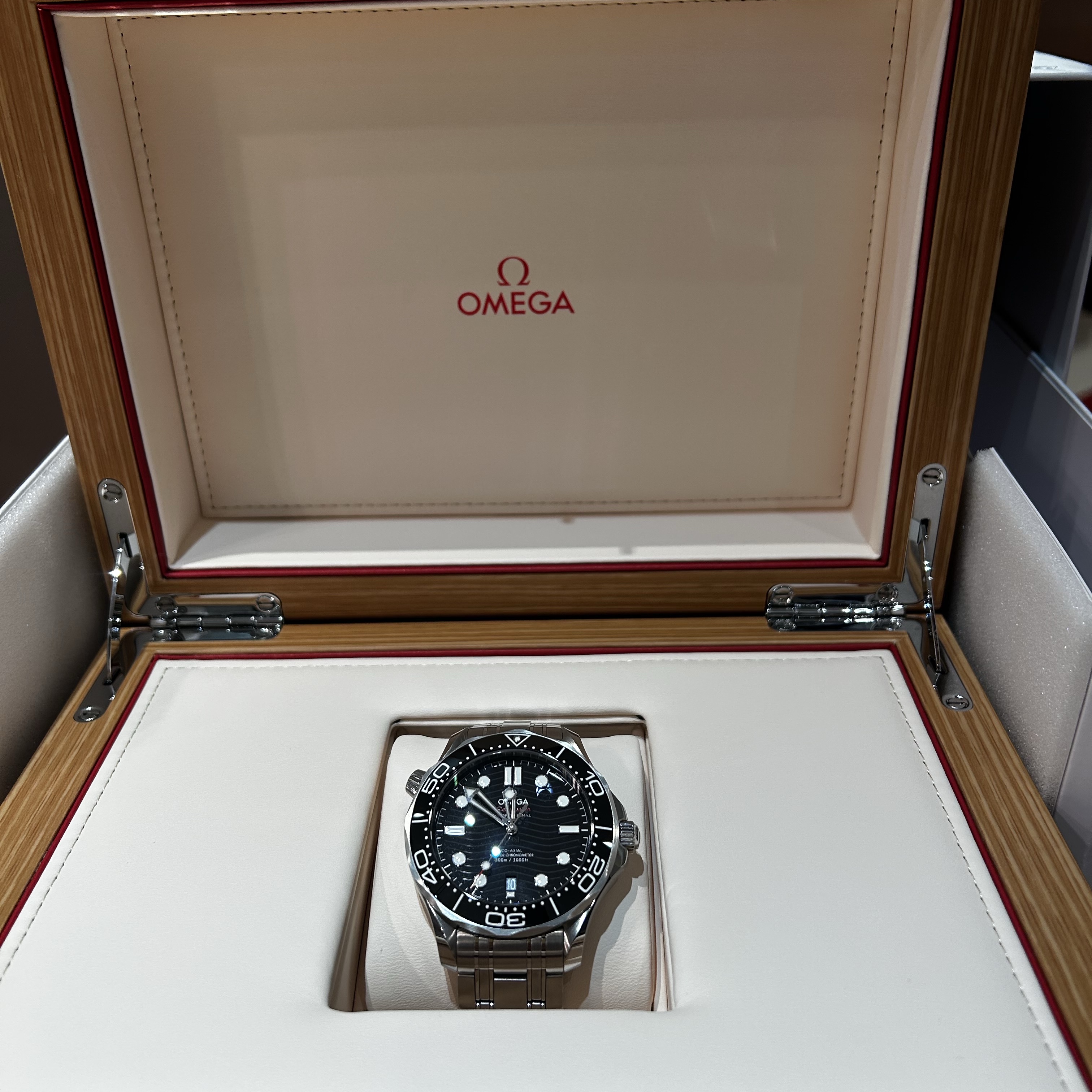 Omega Seamaster Diver 300M Co Axial Master Chronometer Steel Black 착용 스타일 - 1