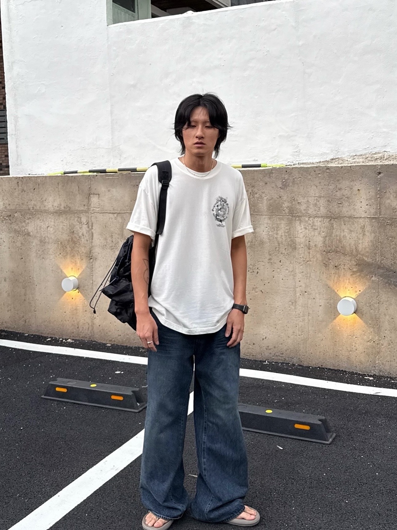 Tretorn Nylon Rip Backpack Black 착용 스타일 - 1