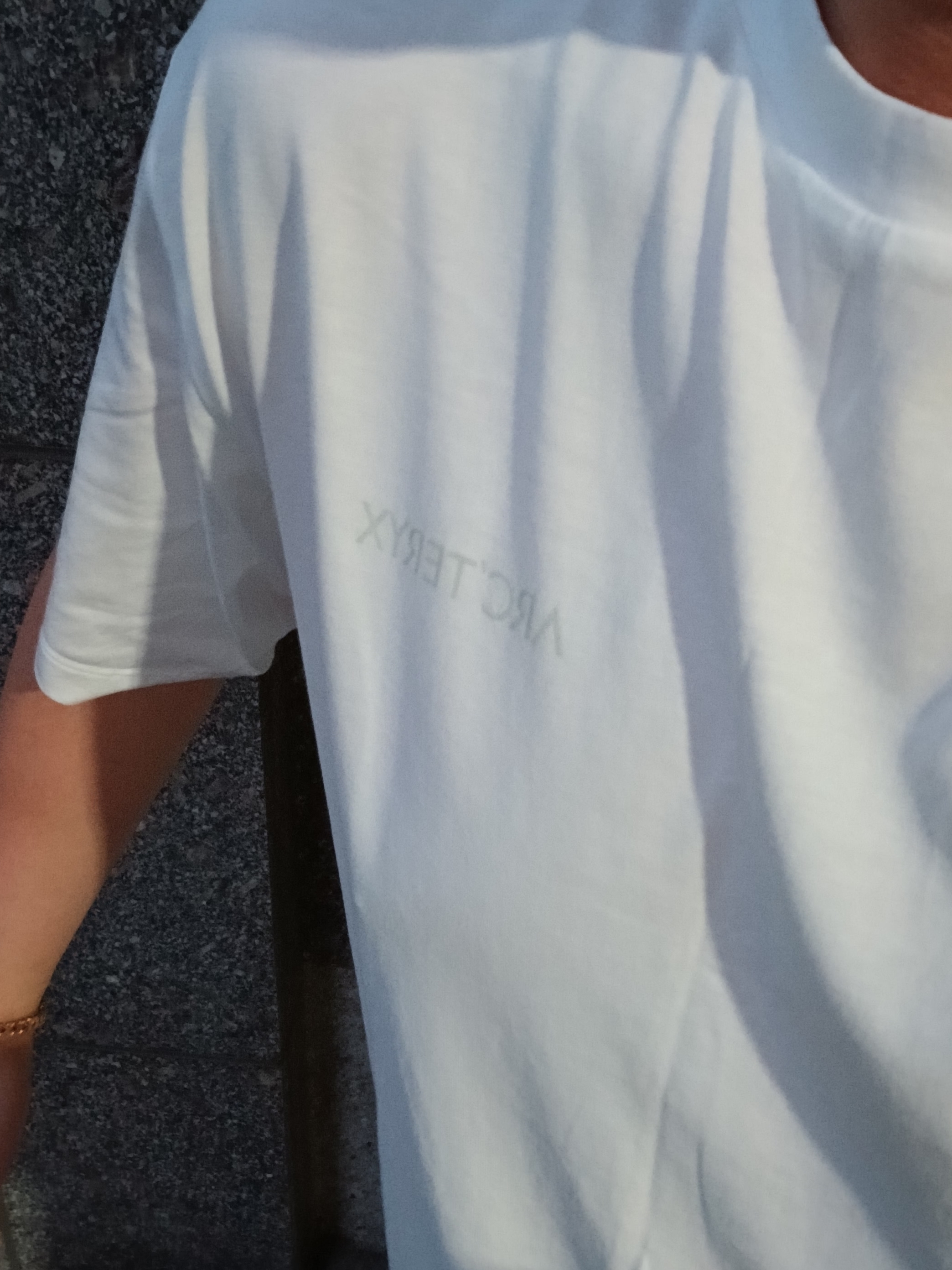 Arc'teryx Kragg SL Cotton Blurred Bird SS T-Shirt White Light Atmos, Hoka Ora Athletic Slide Black White 착용 스타일 - 4