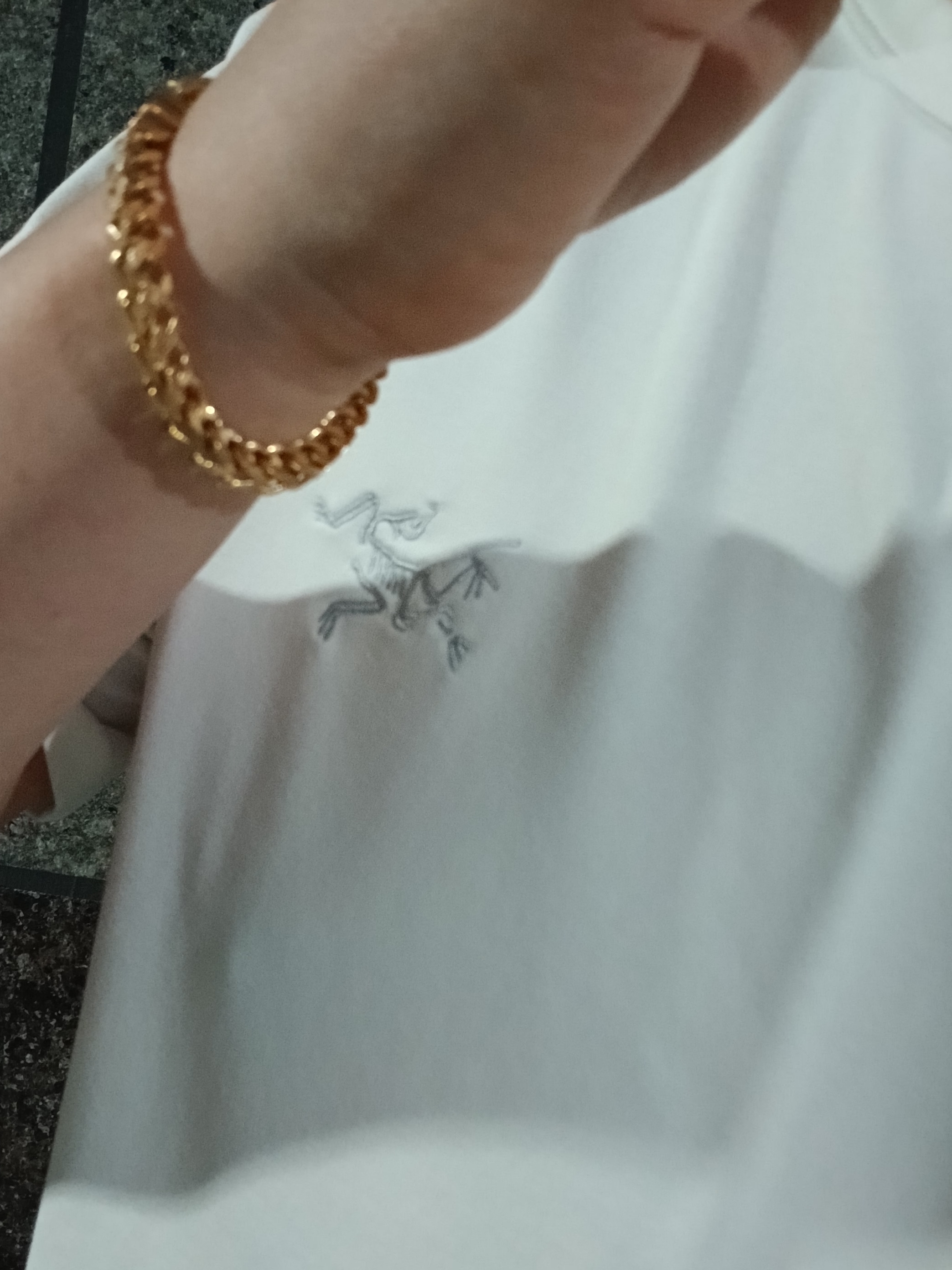 Arc'teryx Captive Arc'word SS T-Shirt White Light, Hoka Ora Athletic Slide Black White 착용 스타일 - 6