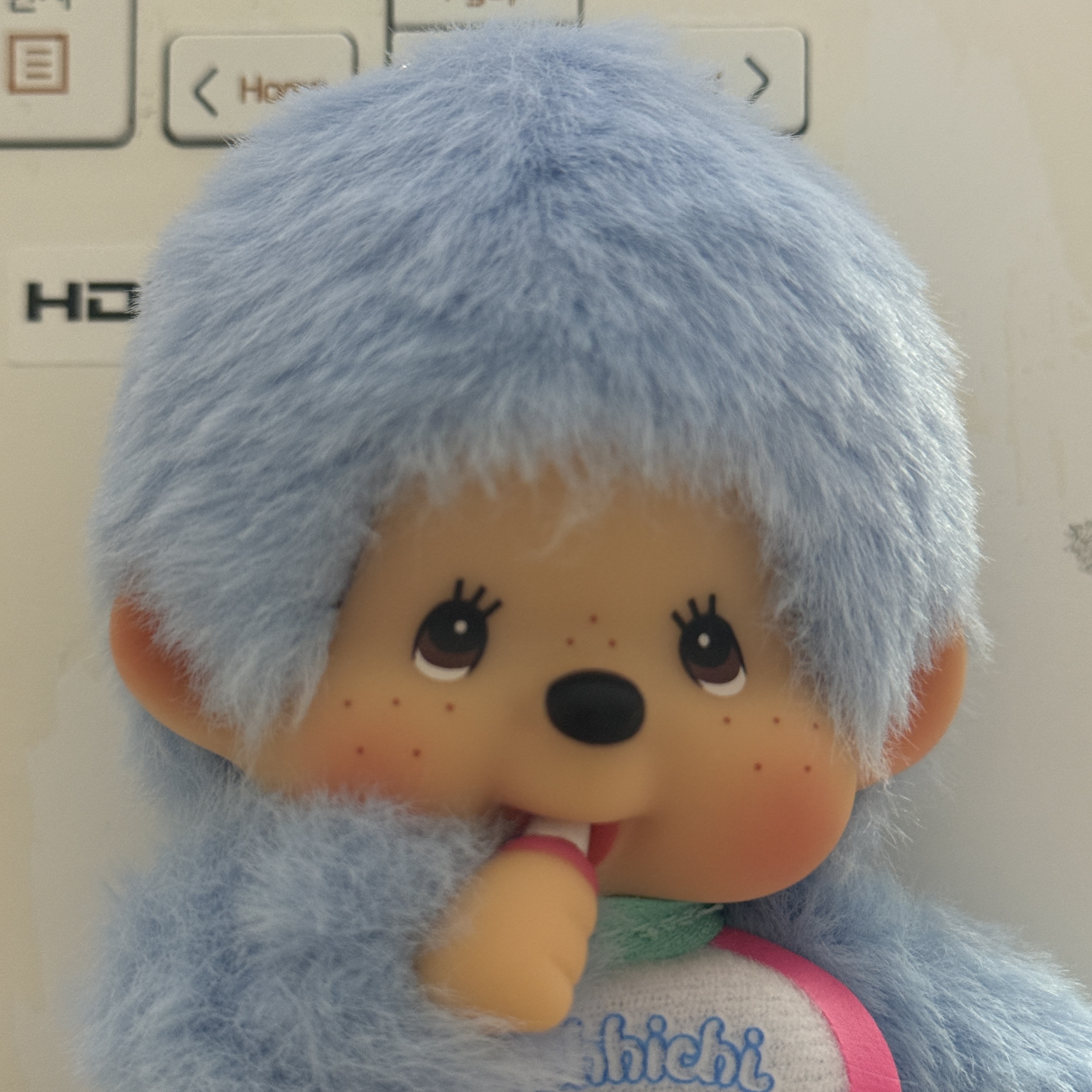 Monchhichi Colors Key Chain Blue 착용 스타일