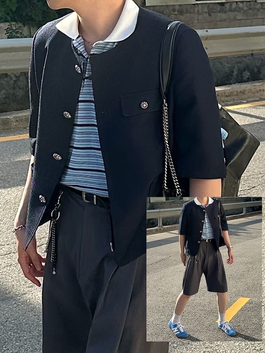 Jacquemus La Chaine Signature Logo Chain Necklace Silver, Zara Rock Style Flap Shoulder Bag Black 착용 스타일 - 8