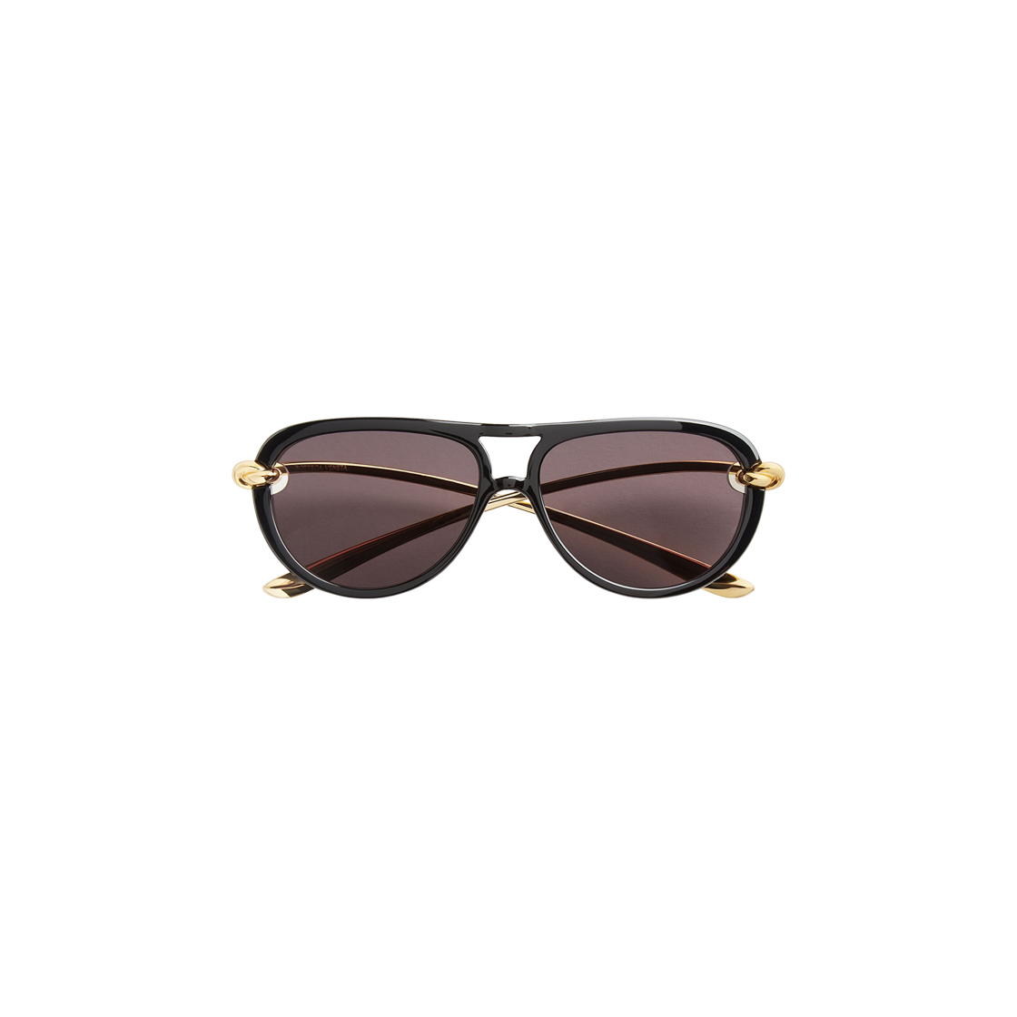 (W) 보테가 베네타 노트 에비에이터 선글라스 블랙 그레이((W) Bottega Veneta Knot Aviator Sunglasses Black Grey) - 1