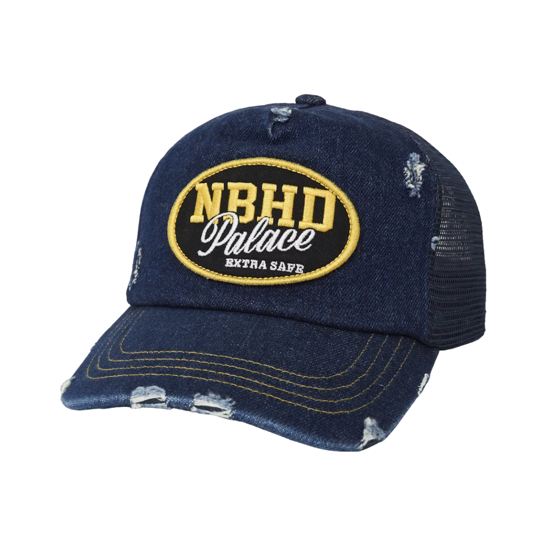 ํ๋ผ์ค x ๋ค์ด๋ฒํ๋ ๋ฉ์ฌ ํธ๋ฌ์ปค ๋ธ๋ฃจ ๋ฐ๋ - 25FW(Palace x Neighborhood Mesh Trucker Blue Denim - 25FW)