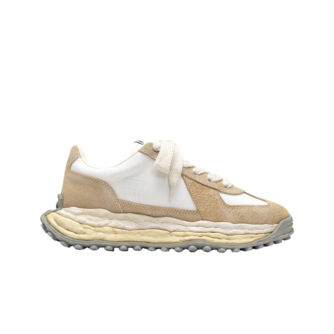 메종 미하라 야스히로 래리 OG 솔 빈티지 믹스 머터리얼 로우탑 스니커즈 화이트(Maison Mihara Yasuhiro Larry OG Sole Vintage Mix Material Low-top Sneakers White)