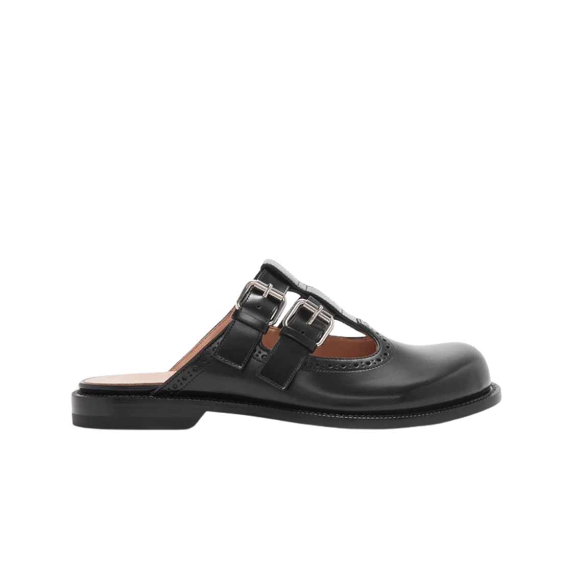 (W) 로에베 카프스킨 캄포 메리 제인 뮬 블랙((W) Loewe Campo Mary Jane Mule in Calfskin Black)