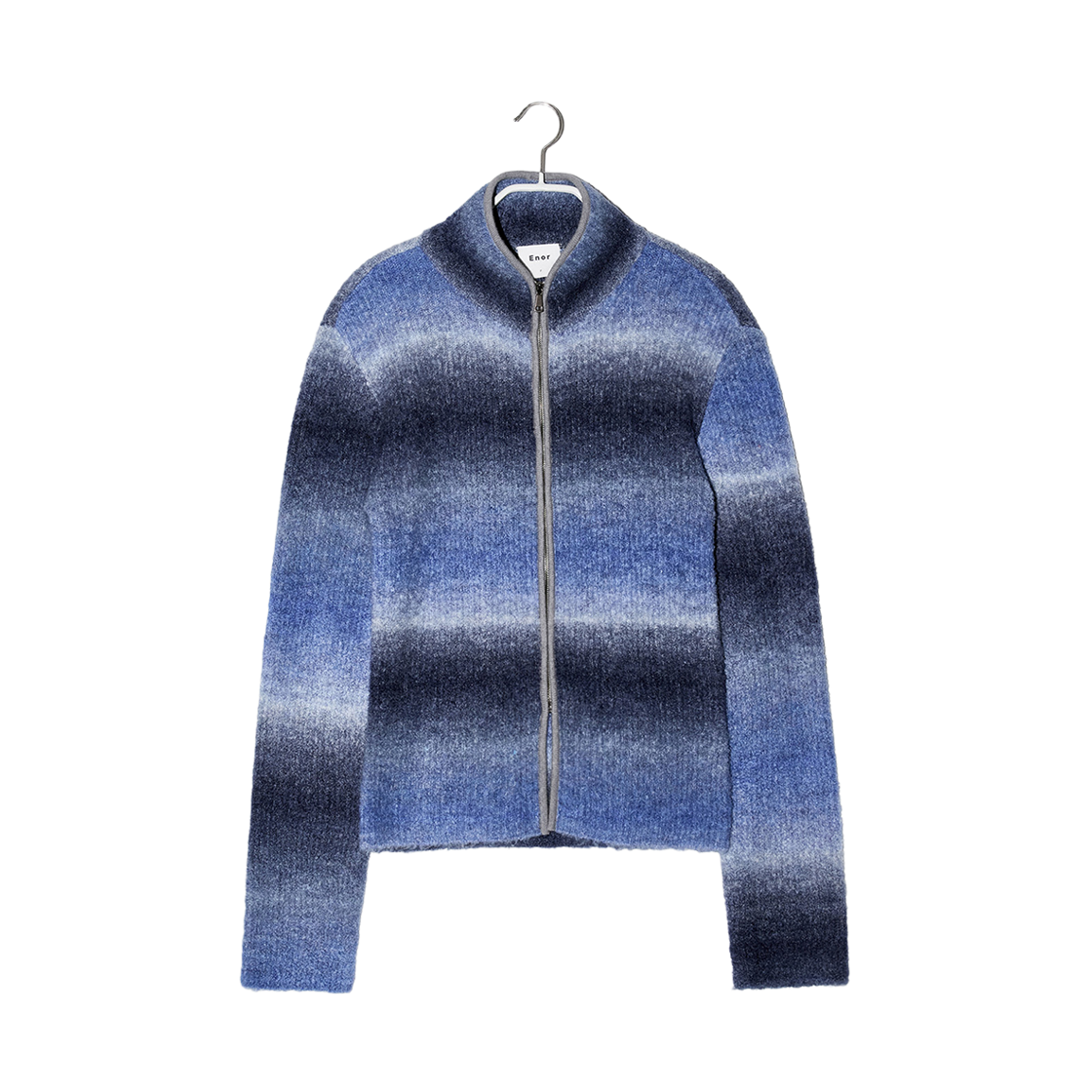 엔오르 우먼 그라데이션 집업 니트 블루(Enor Women Gradation Zip-Up Knit Blue)