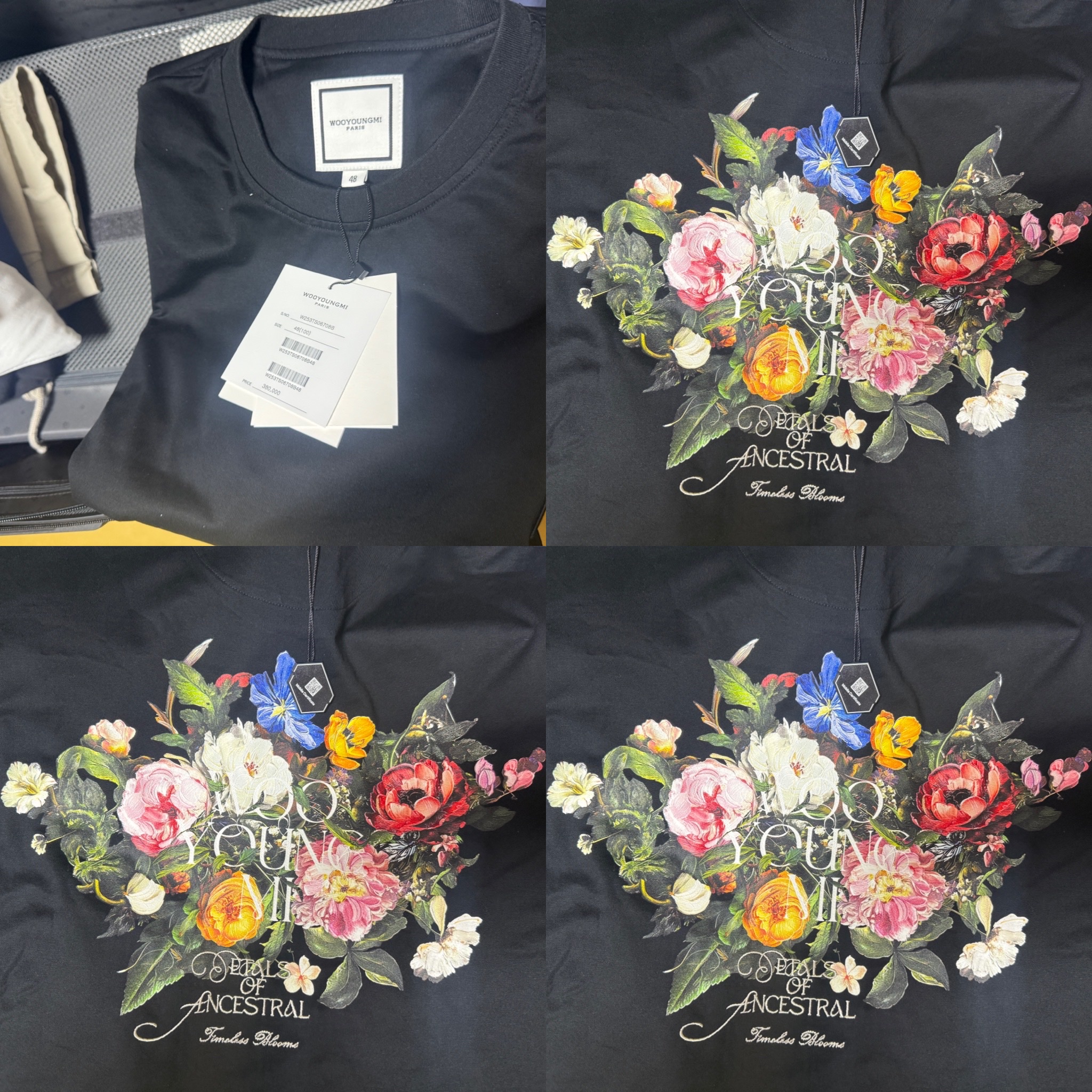 Wooyoungmi Flower Back Logo T-Shirt Black - 25FW 착용 스타일
