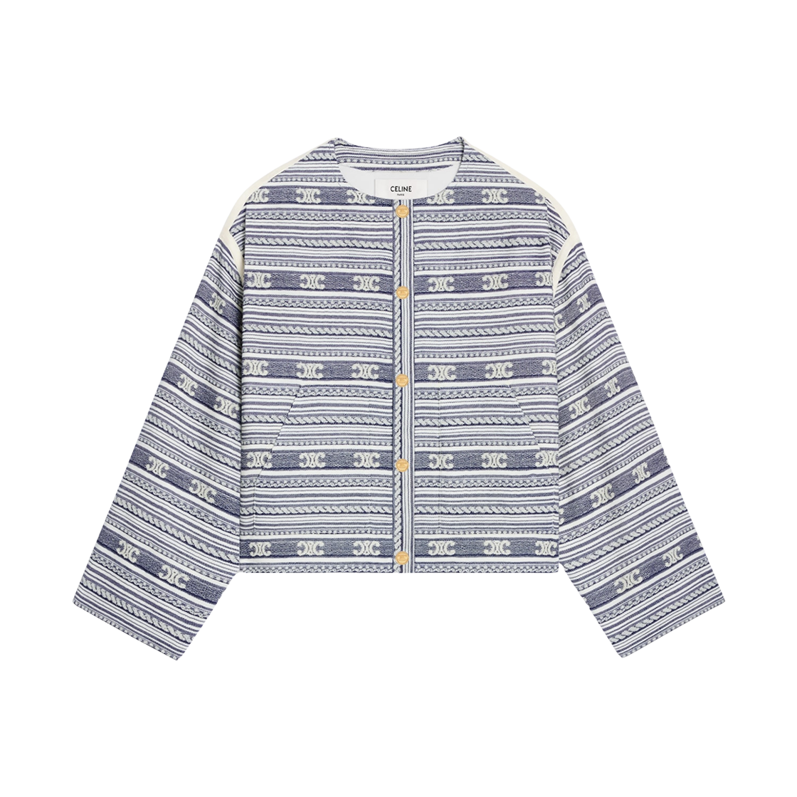 RV0NW0028-97MI (W) Celine Baja Cardigan Jacket in Cotton Wool Ivoire Marine