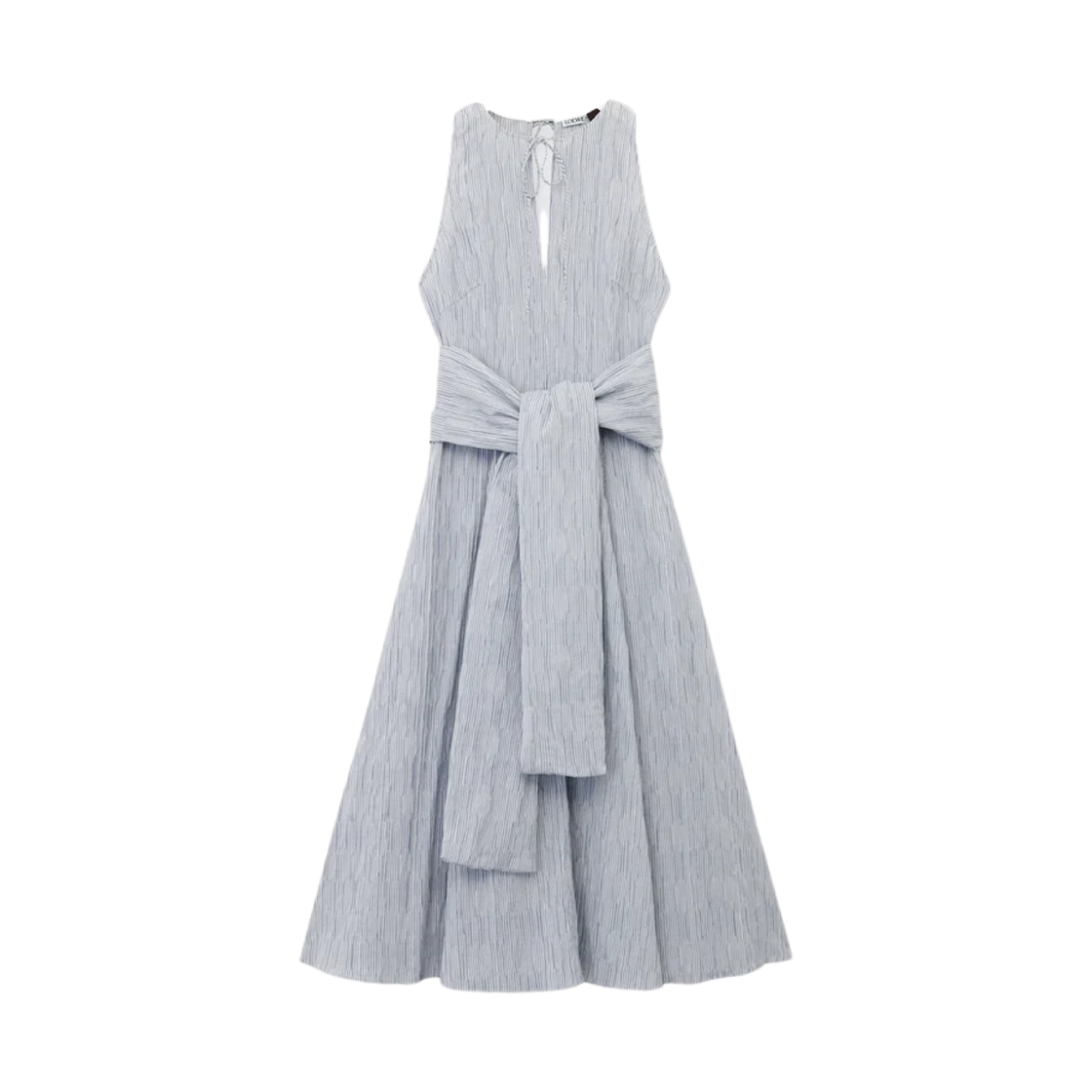 (W) 로에베 코튼 어시메트릭 랩 드레스 블루 화이트((W) Loewe Cotton Asymmetric Wrap Dress Blue White)