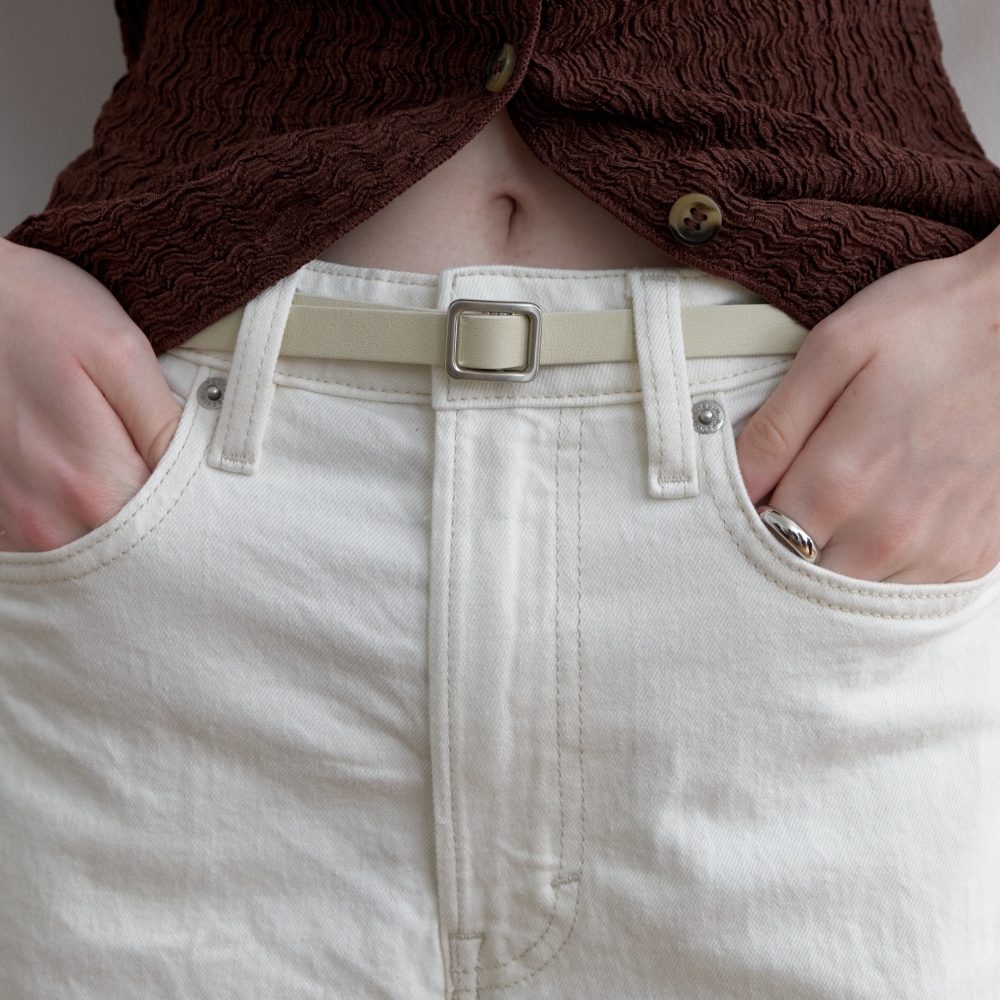 러브미몬스터 슬림 롱 가죽 벨트 아이보리(lovememonster Slim Long Leather Belt Ivory) - 2