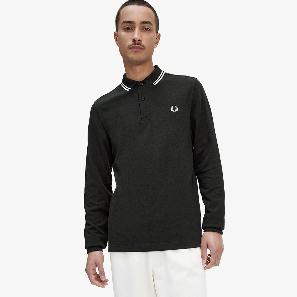 프레드페리 M3636 롱 슬리브 트윈 팁 프레드페리 셔츠 나이트그린/스노우화이트(Fred Perry M3636 Long Sleeve Twin Tipped Fred Perry Shirt Night Green Snow White) - 4