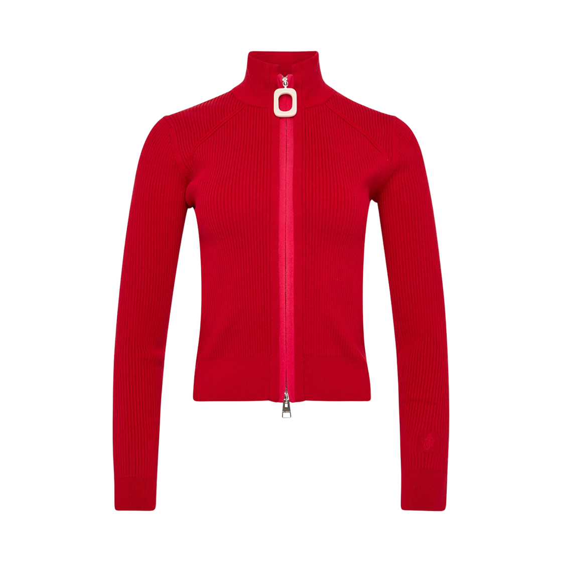 KW1353YN0398445 (W) JW Anderson Fitted Zip Up Cardigan Crimson Red