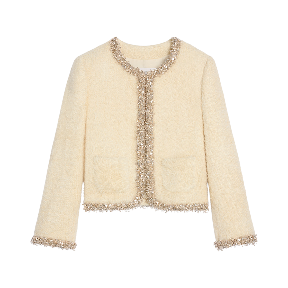 RV0OH0515-03HD (W) Celine Embroidered Chelsea Jacket in Silk Natte Chardonnay