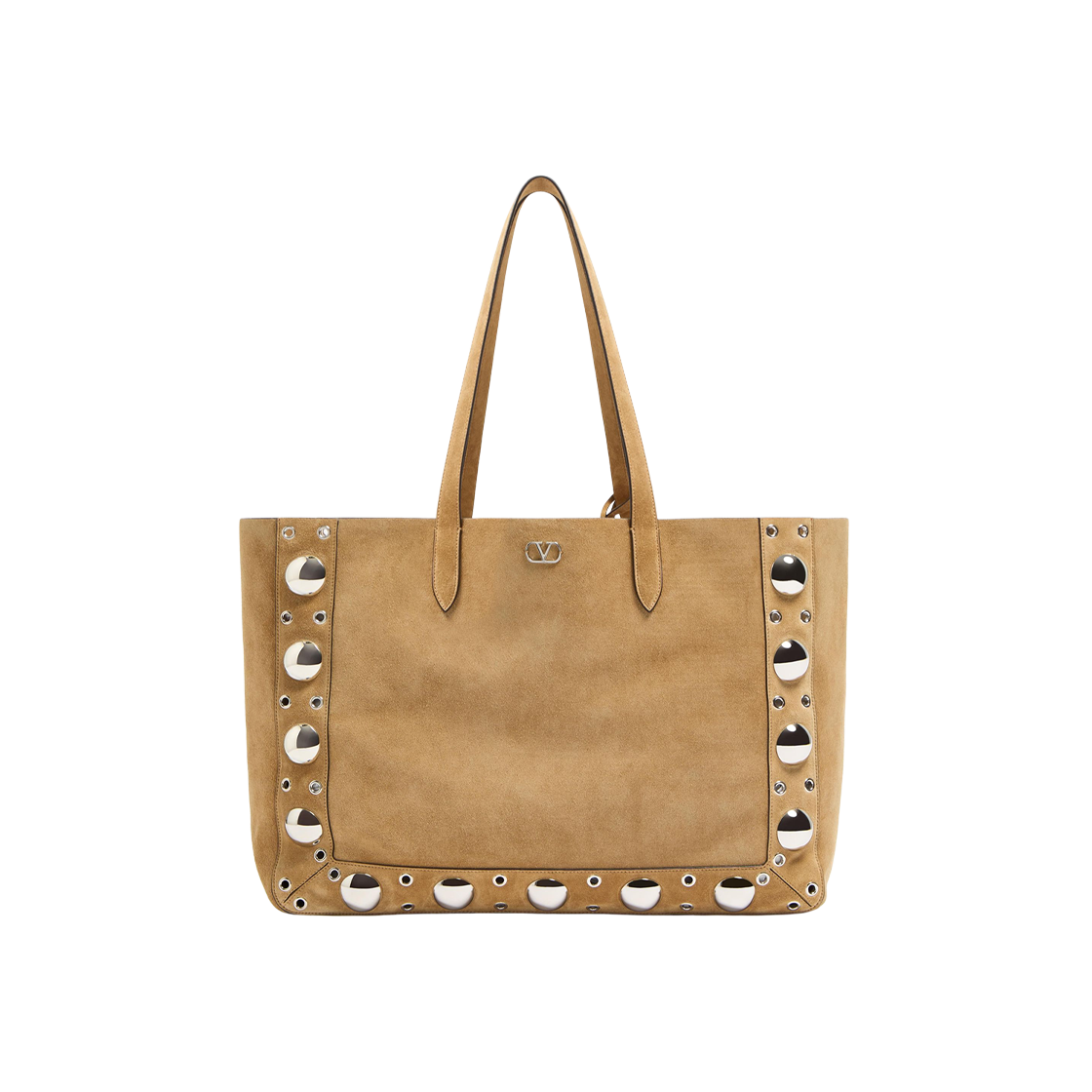 B0R78JETRDX Valentino Nellcote Large Suede Shopping Bag Havana Beige