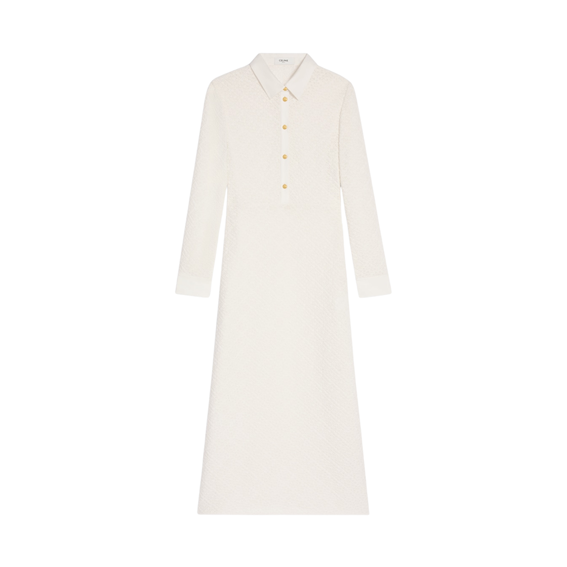 RR0BY0464-97IV (W) Celine Midi Polo Dress in Crochet Cotton Ivoire