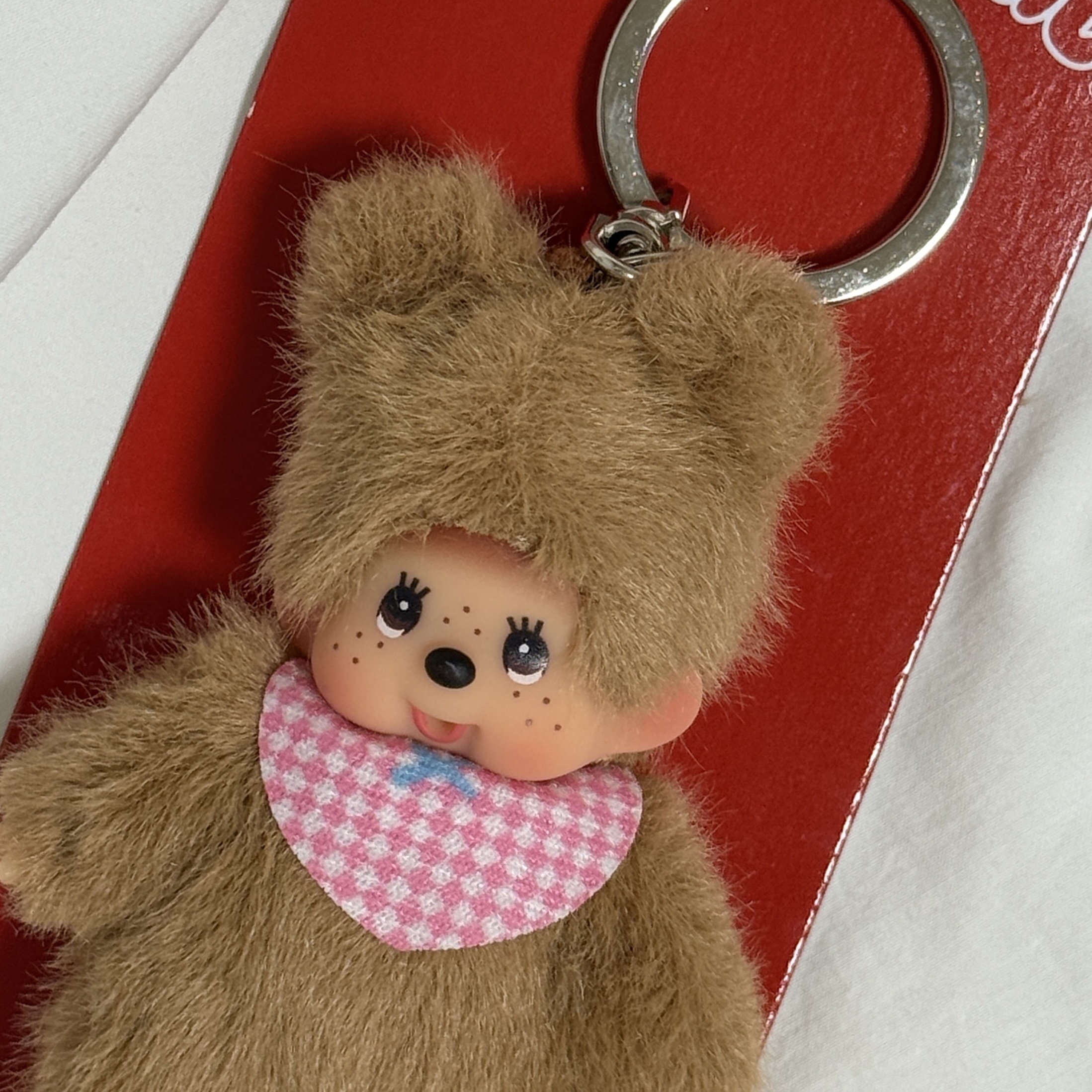 Monchhichi Bebichhichi Plush Doll Key Chain Brown 착용 스타일