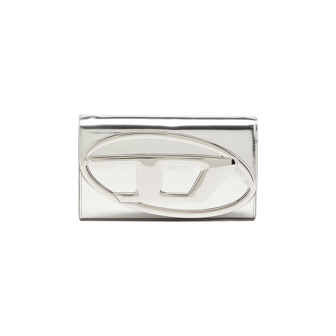 X09809PS202-H0535 Diesel 1DR Wallet Bag in Mirrored Leather Silver