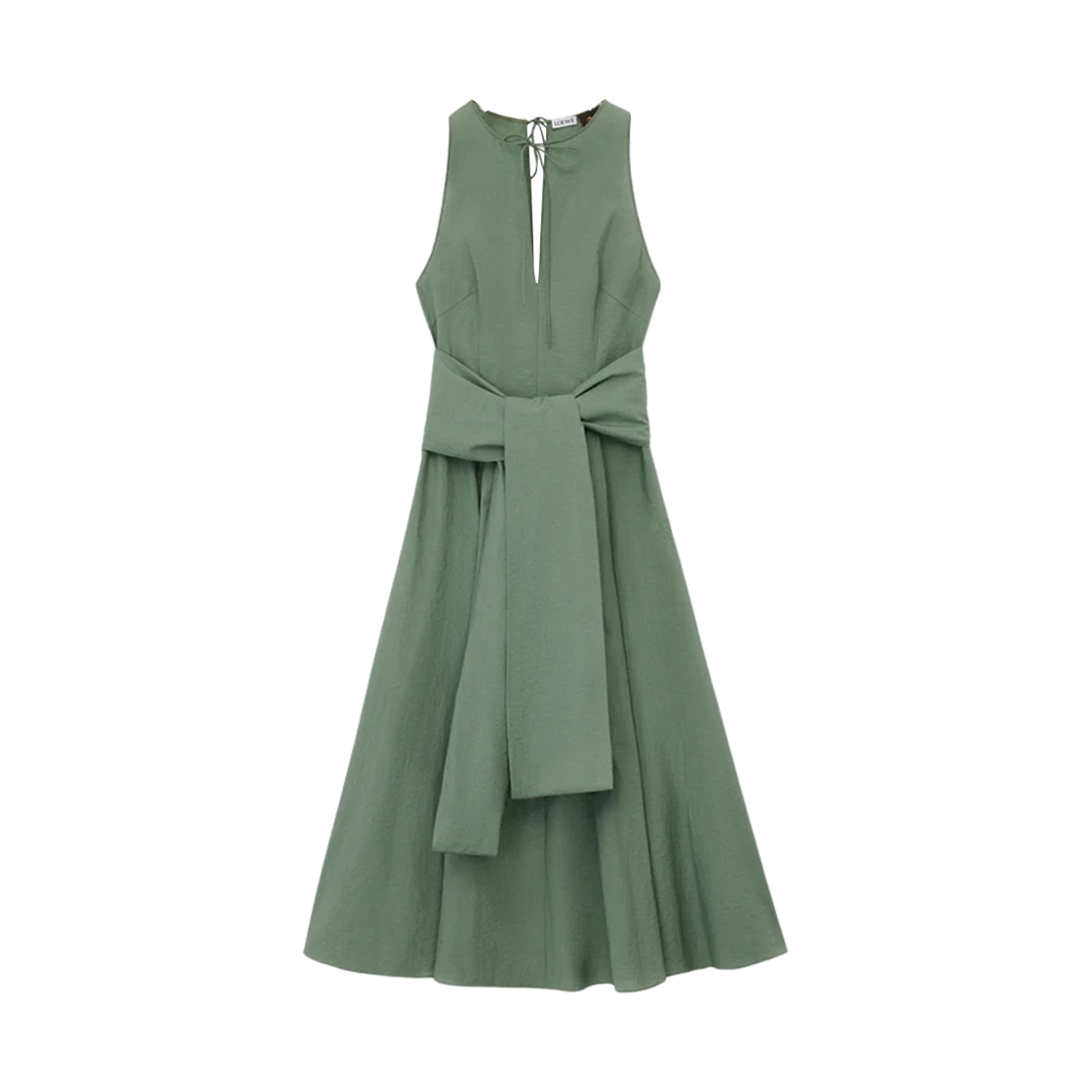 (W) 로에베 코튼 어시메트릭 랩 드레스 세이지((W) Loewe Cotton Asymmetric Wrap Dress Sage)
