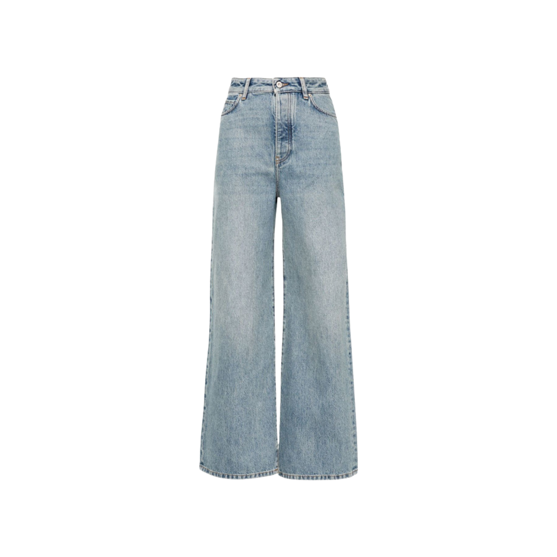 (W) 로에베 하이 웨이스트 데님 팬츠 클리어 블루((W) Loewe High Waisted Denim Pants Clear Blue)