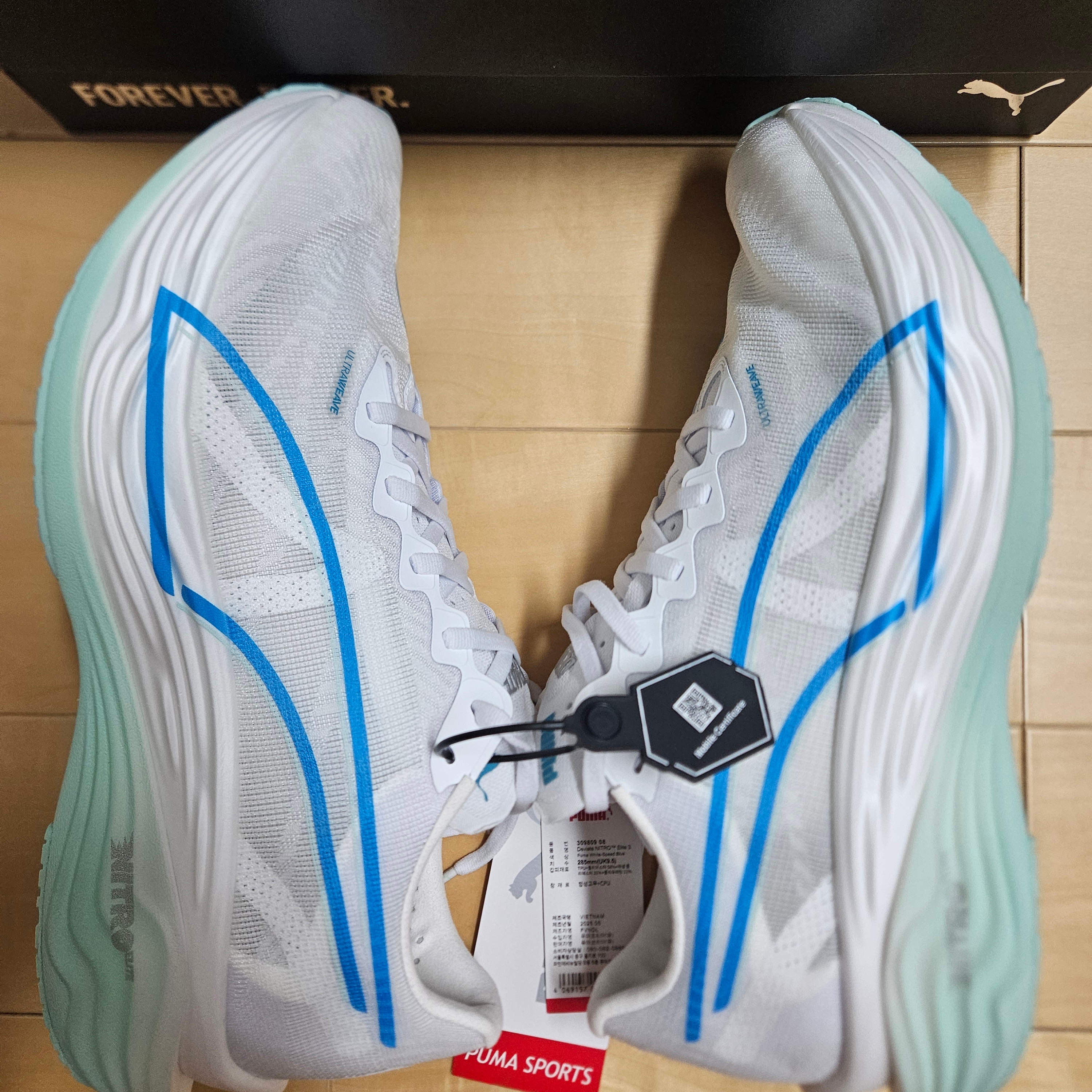 Puma Deviate Nitro Elite 3 White Speed Blue 착용 스타일 - 5